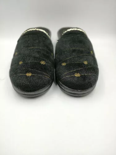 Black Ladies Bedroom Slippers Mule Wedge Heel - Sizes 3, 4, 5, 6, 7, 8 - Comfort