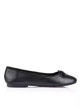 Black leather ballet flats