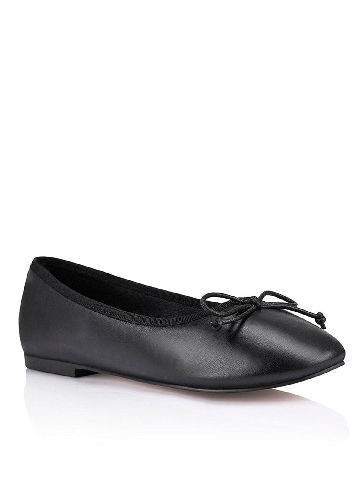 Black leather ballet flats