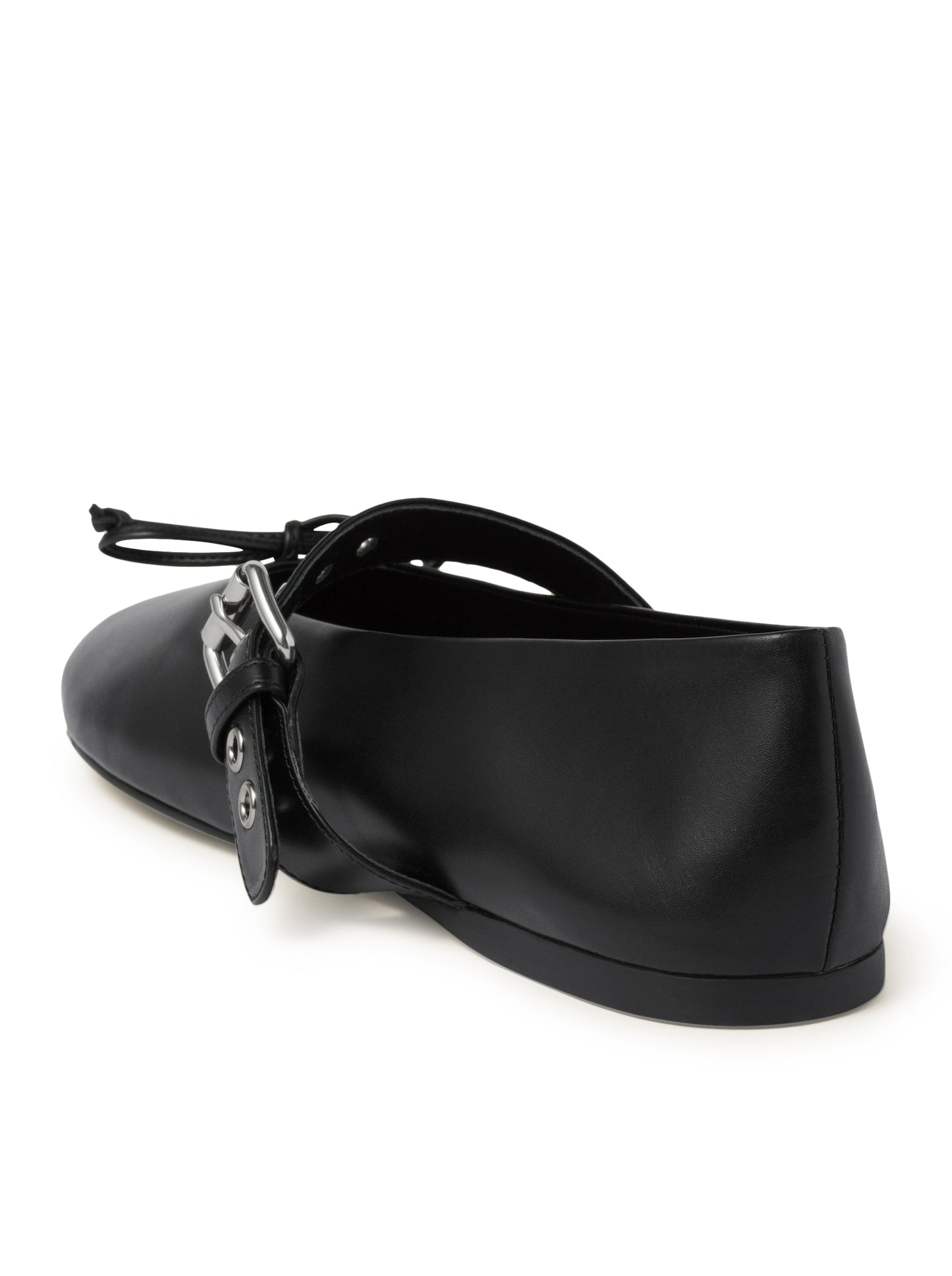 black leather ballet flats