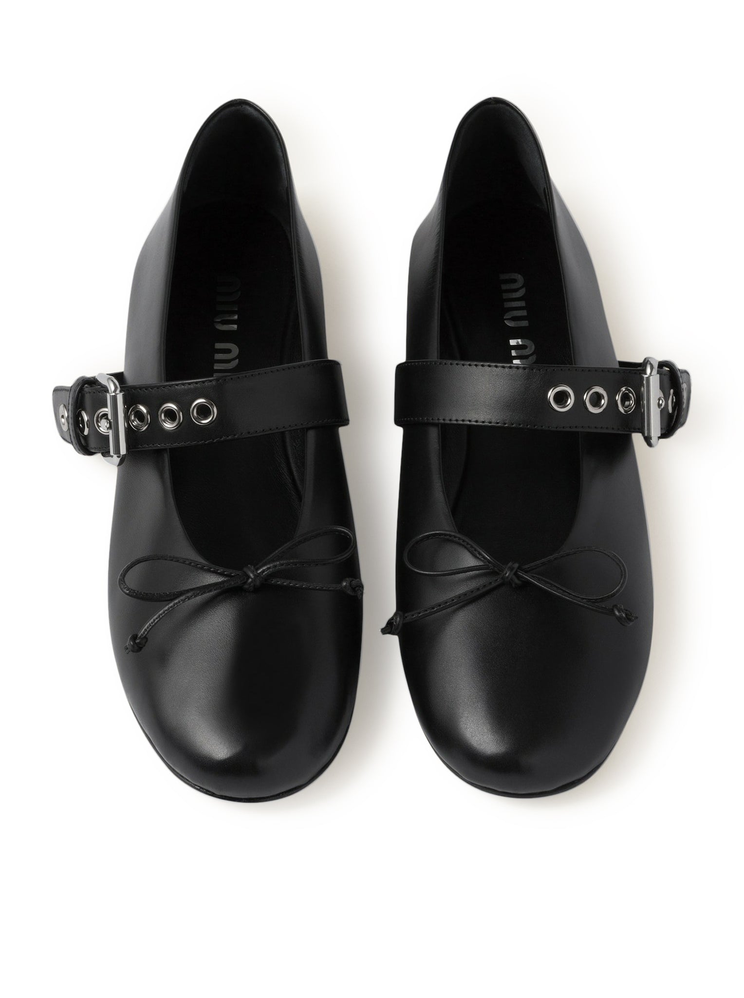 black leather ballet flats