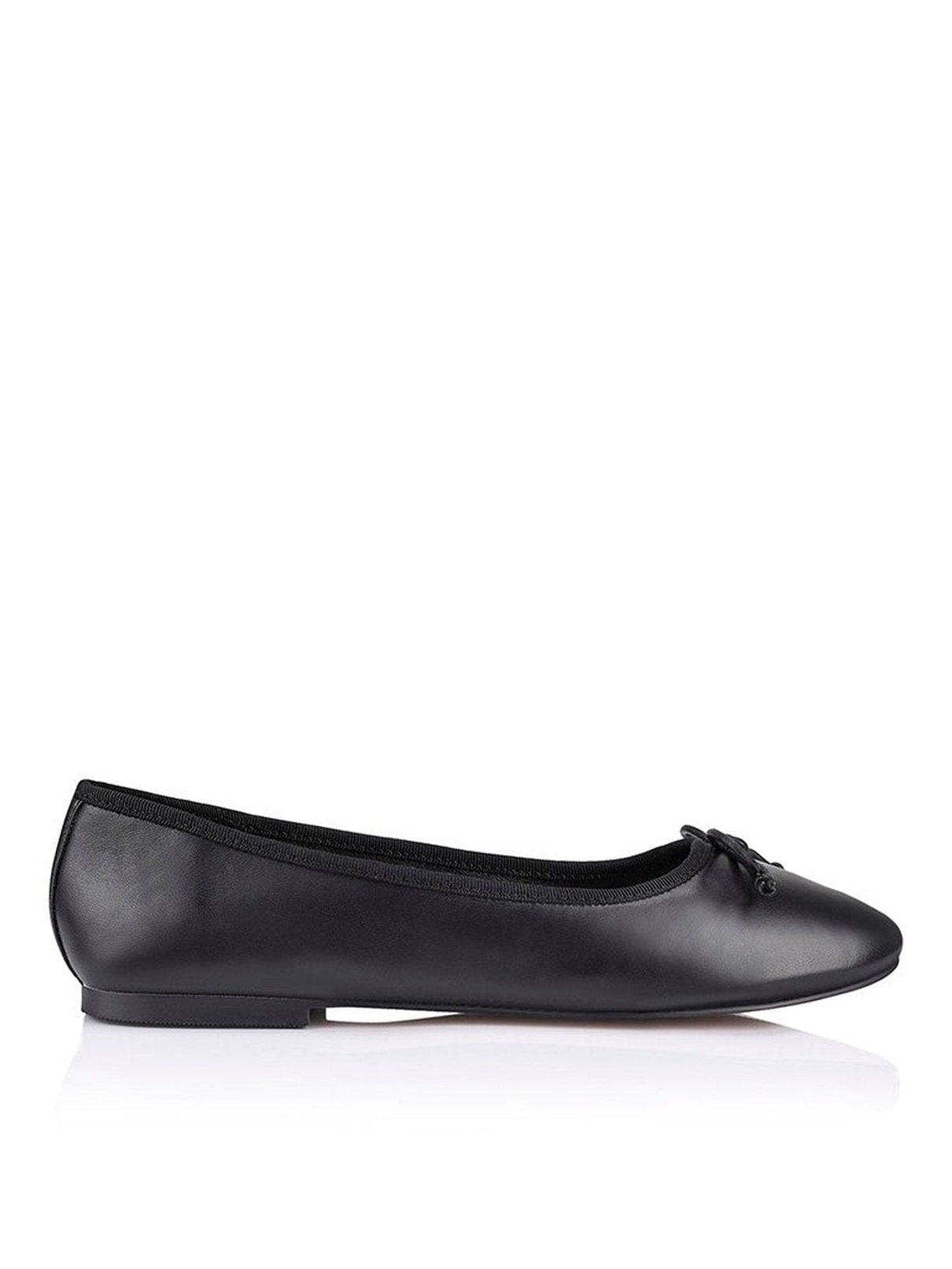 Black Leather Ballet Flats