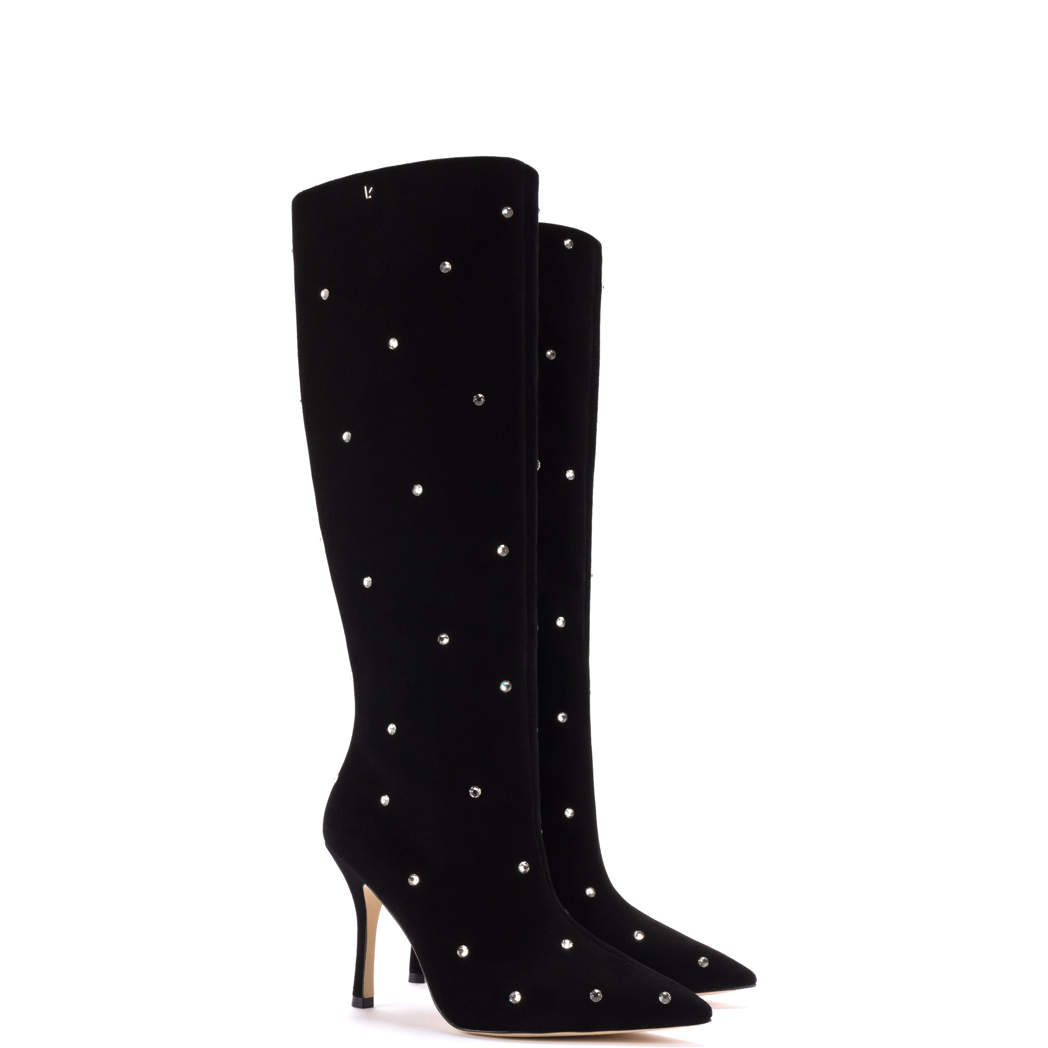 Black Leather Swarovski Crystal Kate Boot