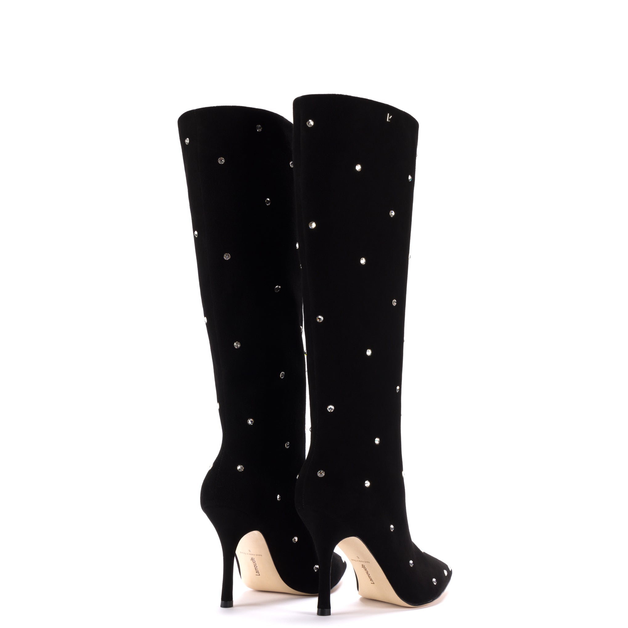 Black Leather Swarovski Crystal Kate Boot