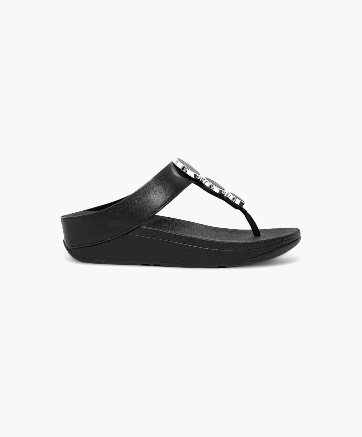 Black Leather Toe Post Sandals - FitFlop Halo