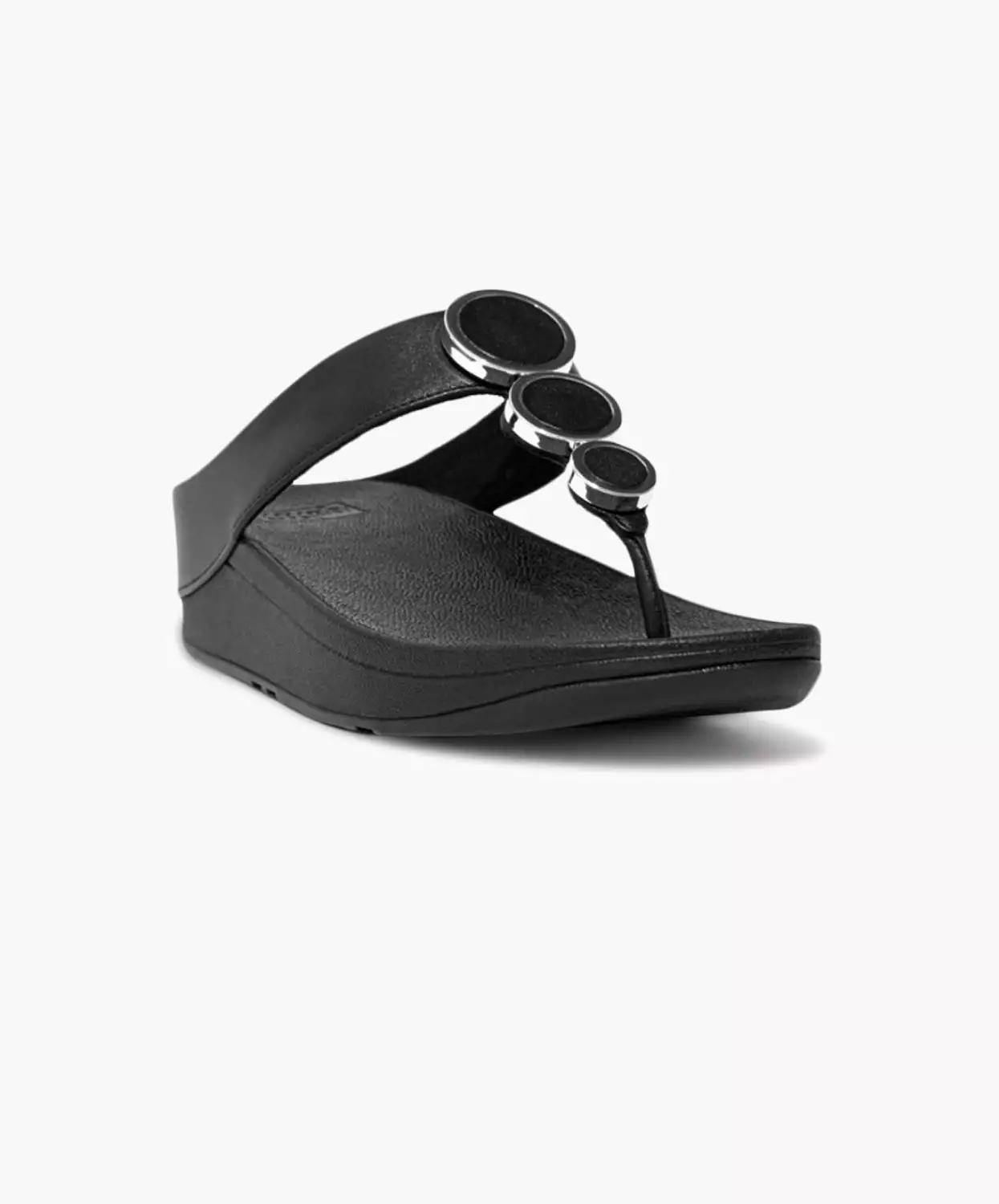 Black Leather Toe Post Sandals - FitFlop Halo