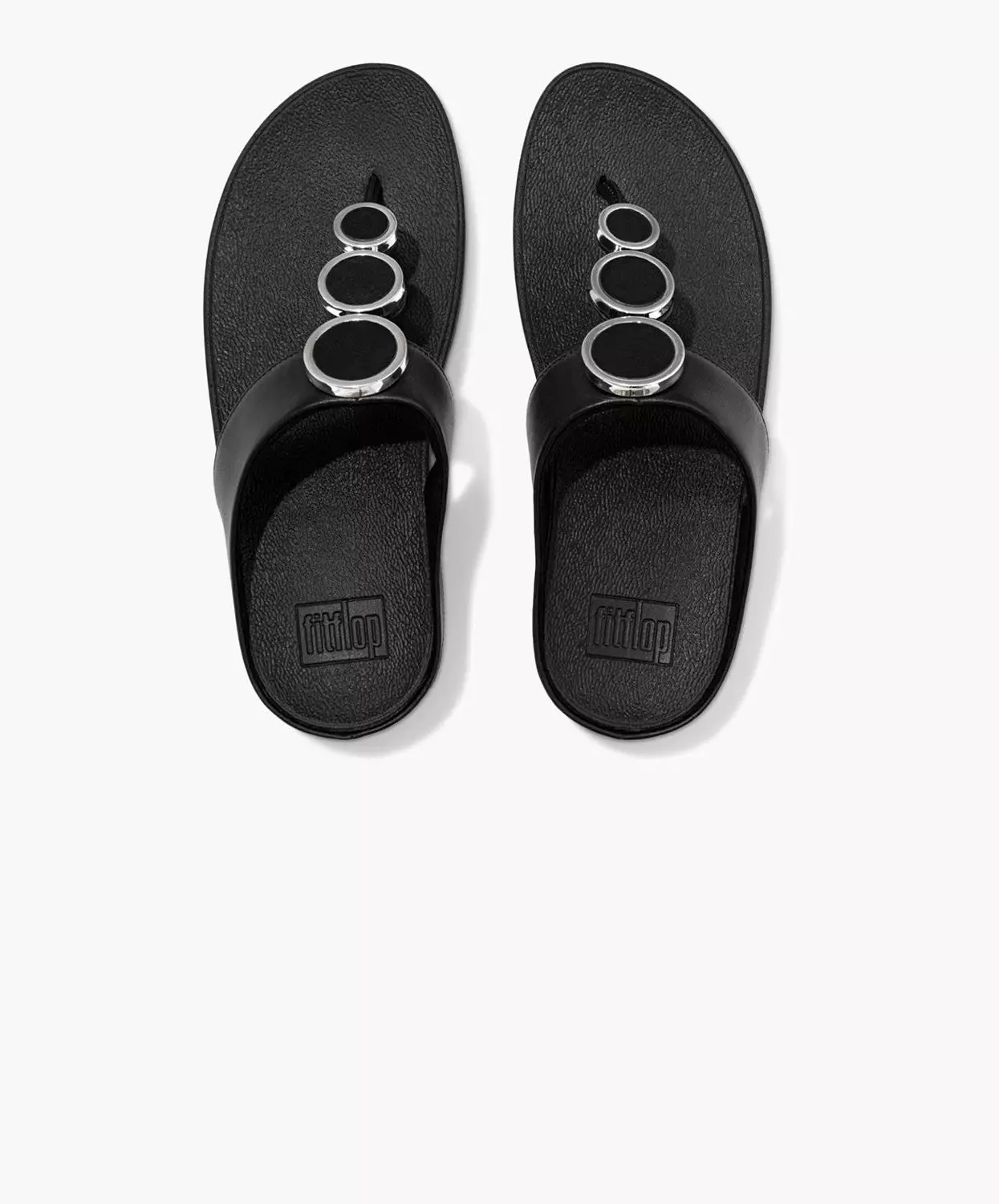 Black Leather Toe Post Sandals - FitFlop Halo