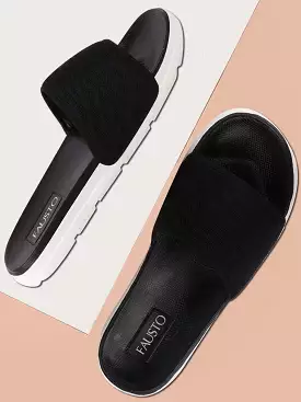 Black Men's Casual Slip-On Slider Flip-Flops