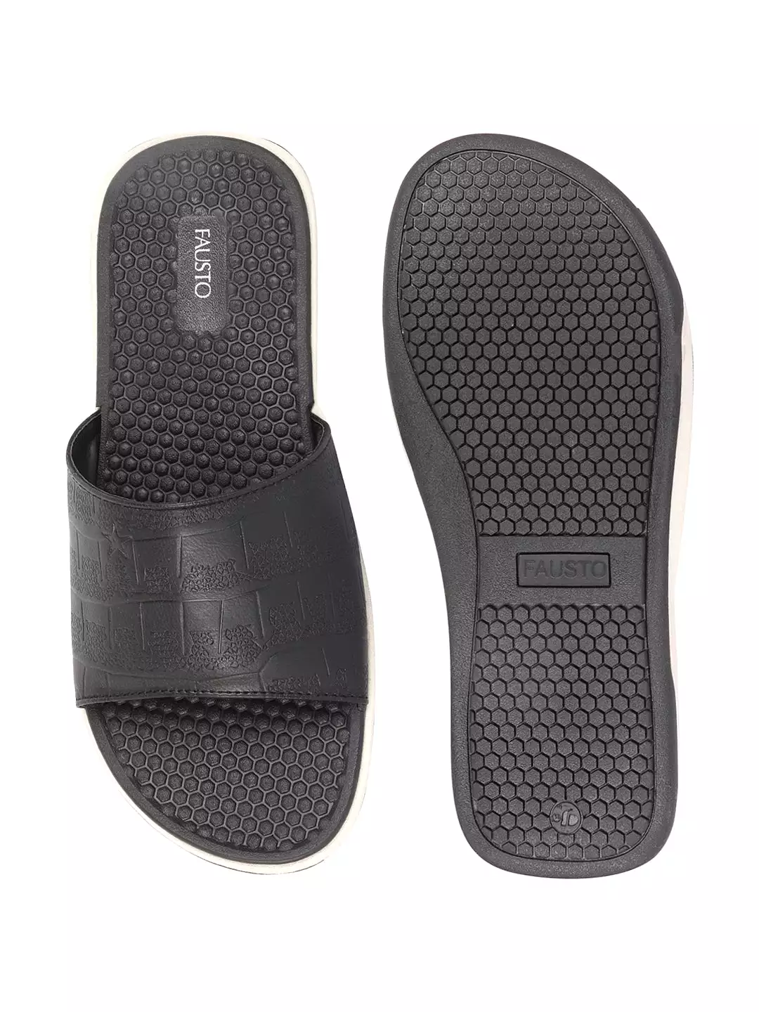 Black Men's Open Toe Slip-On Slippers Flip-Flops - Lightweight and Flexible