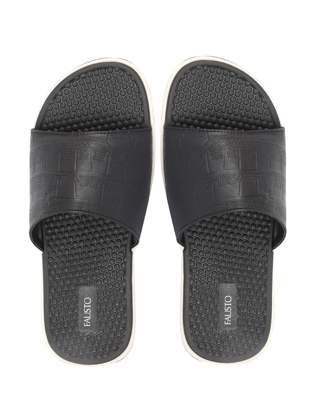 Black Open Toe Slip-On Slippers Flip-Flops for Men