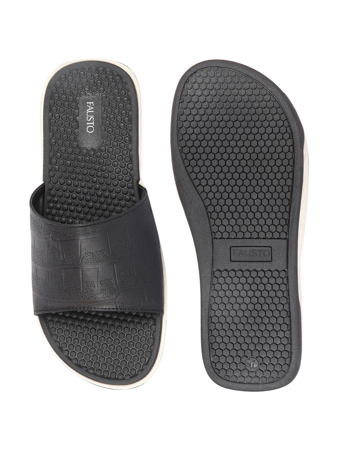 Black Open Toe Slip-On Slippers Flip-Flops for Men