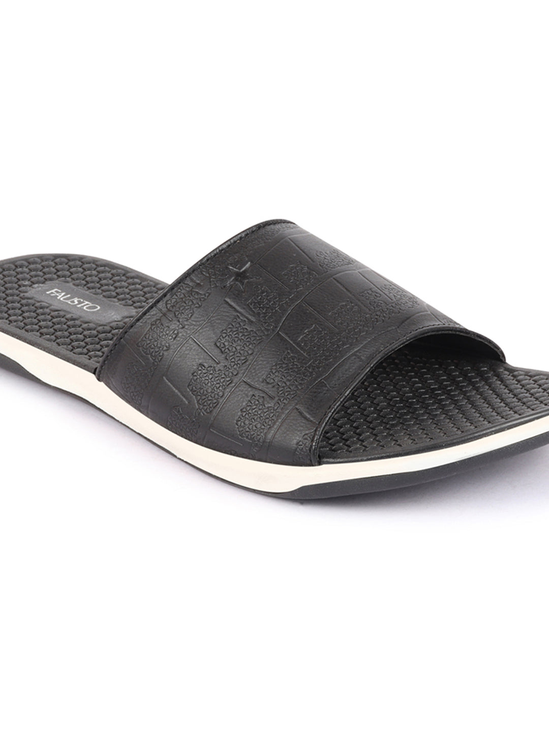 Black Open Toe Slip-On Slippers Flip-Flops for Men