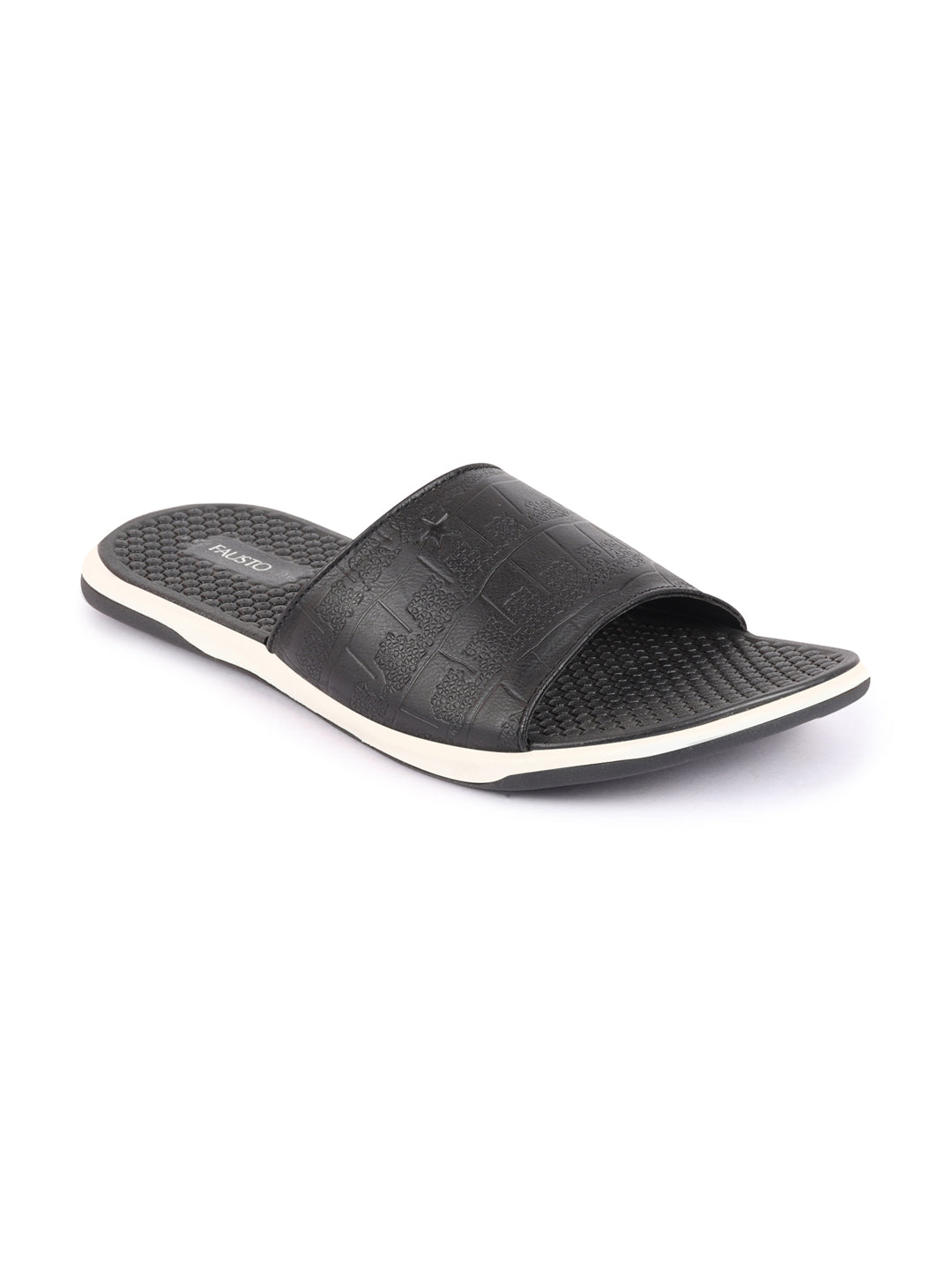 Black Open Toe Slip-On Slippers Flip-Flops for Men