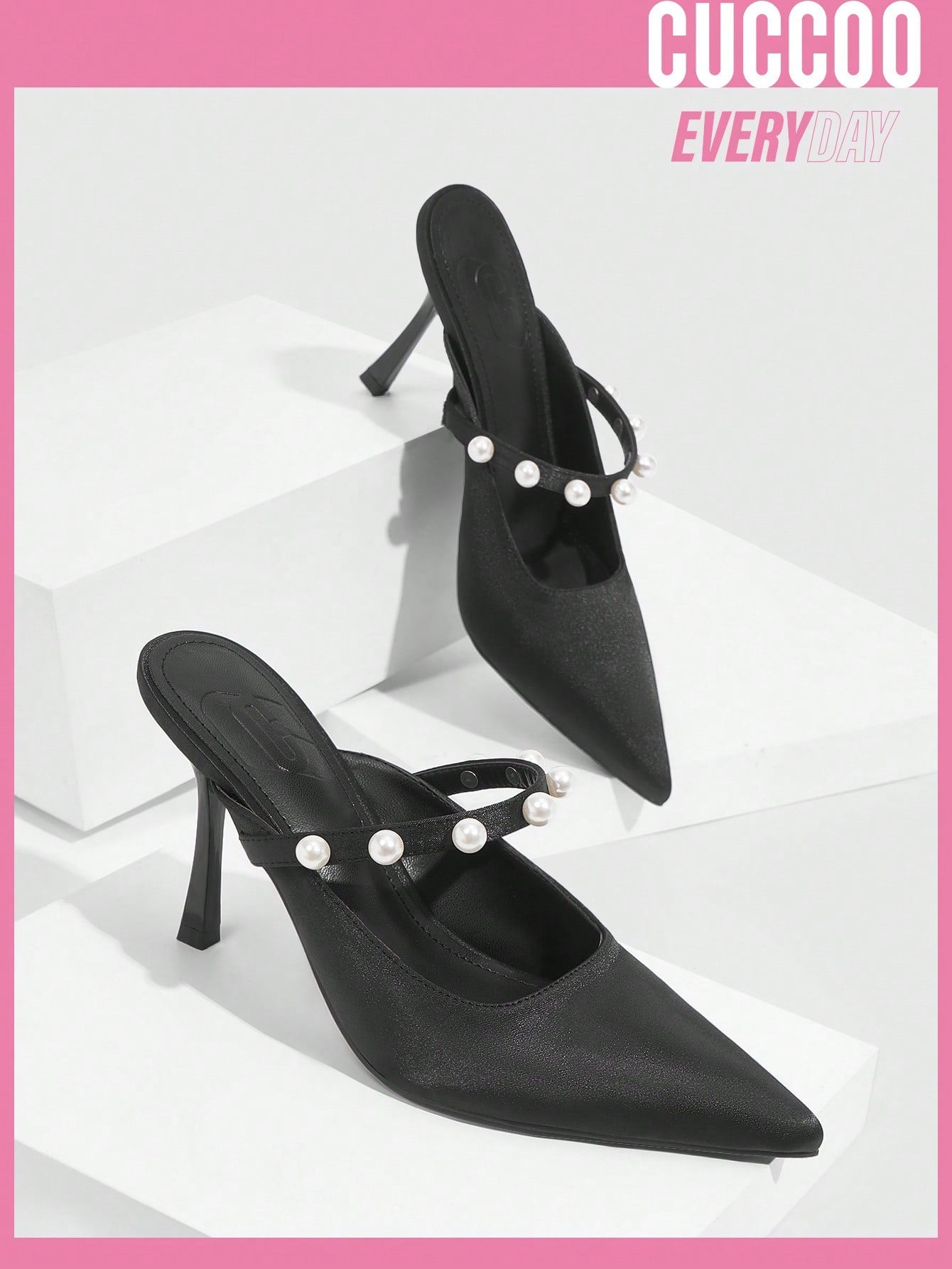 Black Pearl Muller High Heel Shoes Women Spring Summer