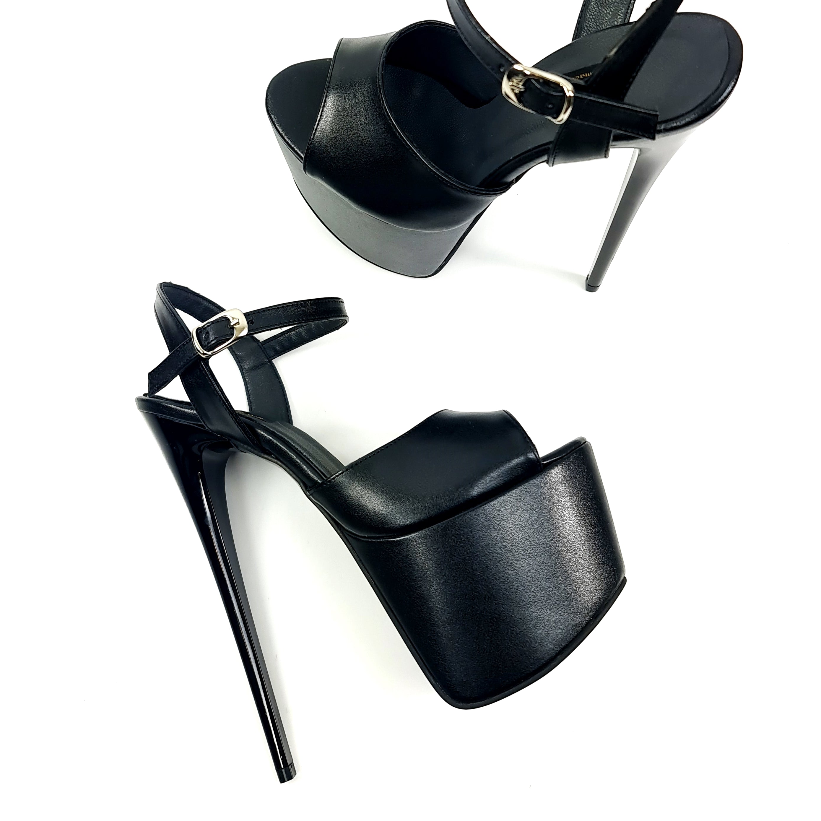 Black Pencil Heel Sandals