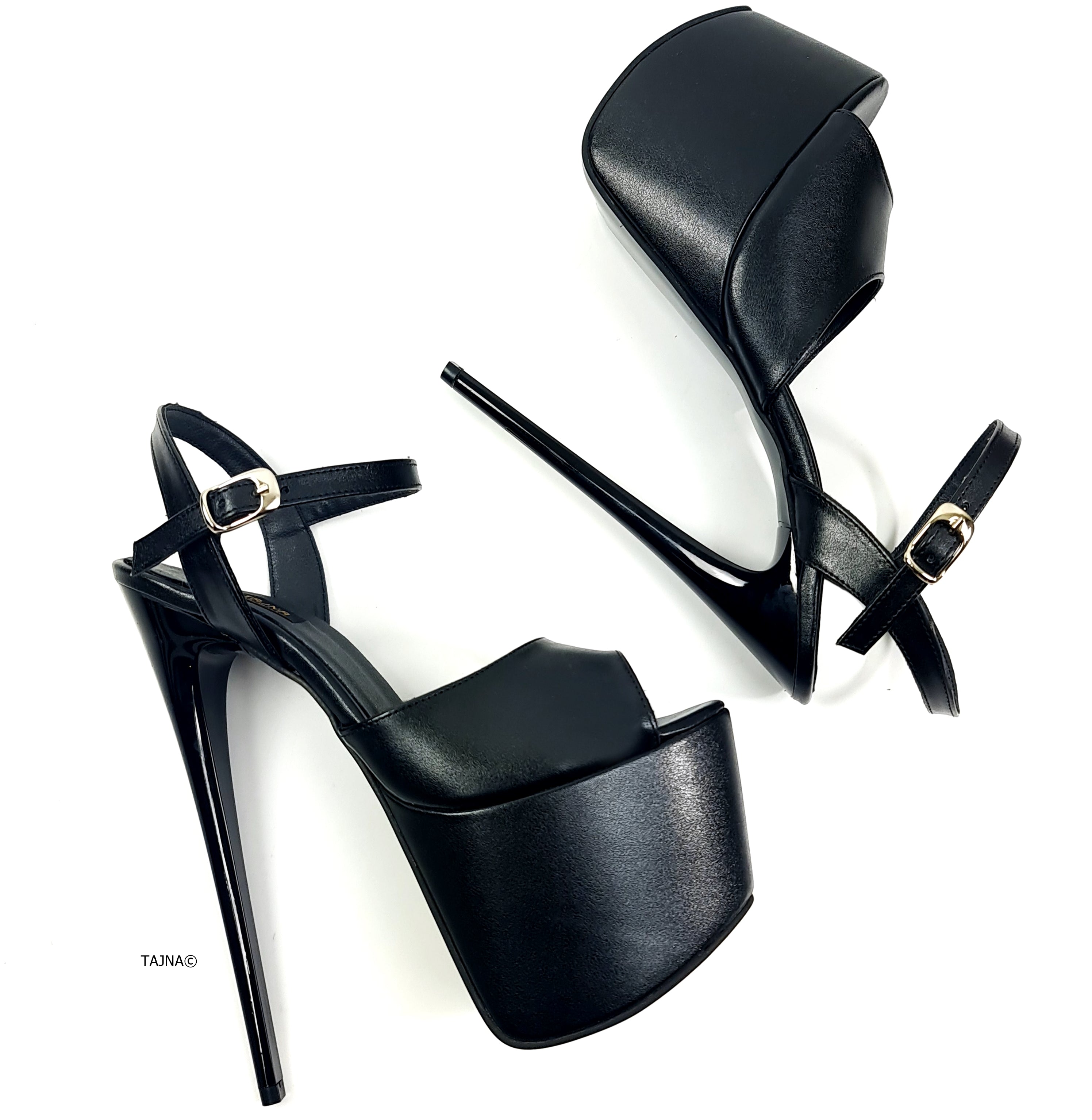 Black Pencil Heel Sandals