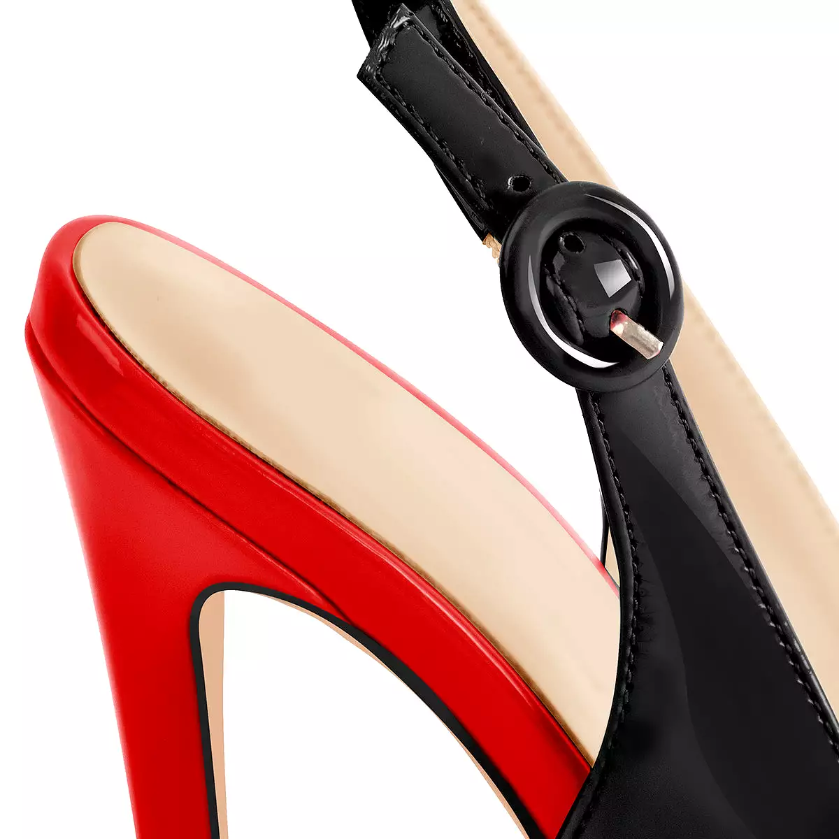 Black Red High Heels Slingback Sandals