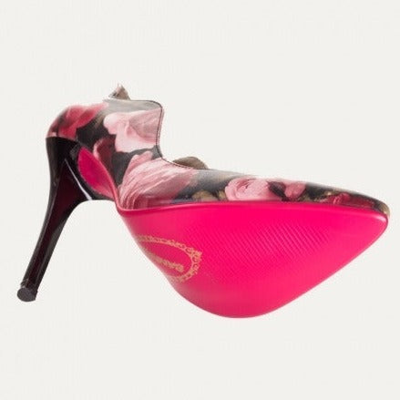 black rose print stiletto heels