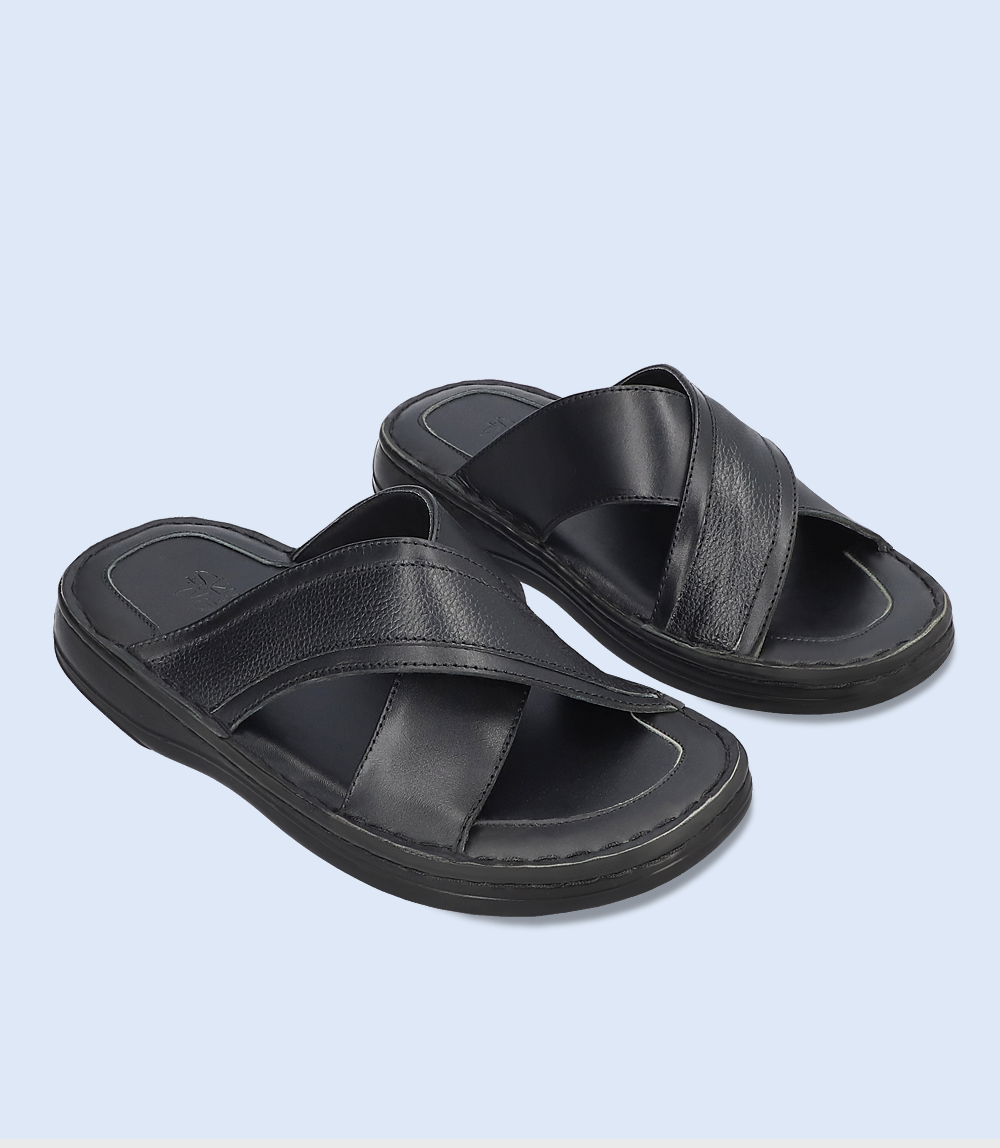 Black Slip-On Men's Comfort Slippers - BM4820