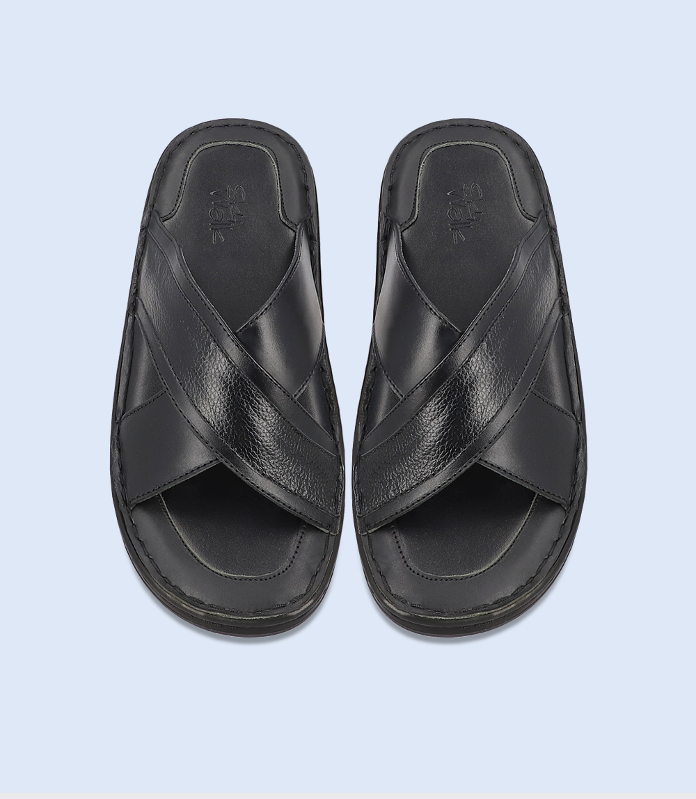 Black Slip-On Men's Comfort Slippers - BM4820