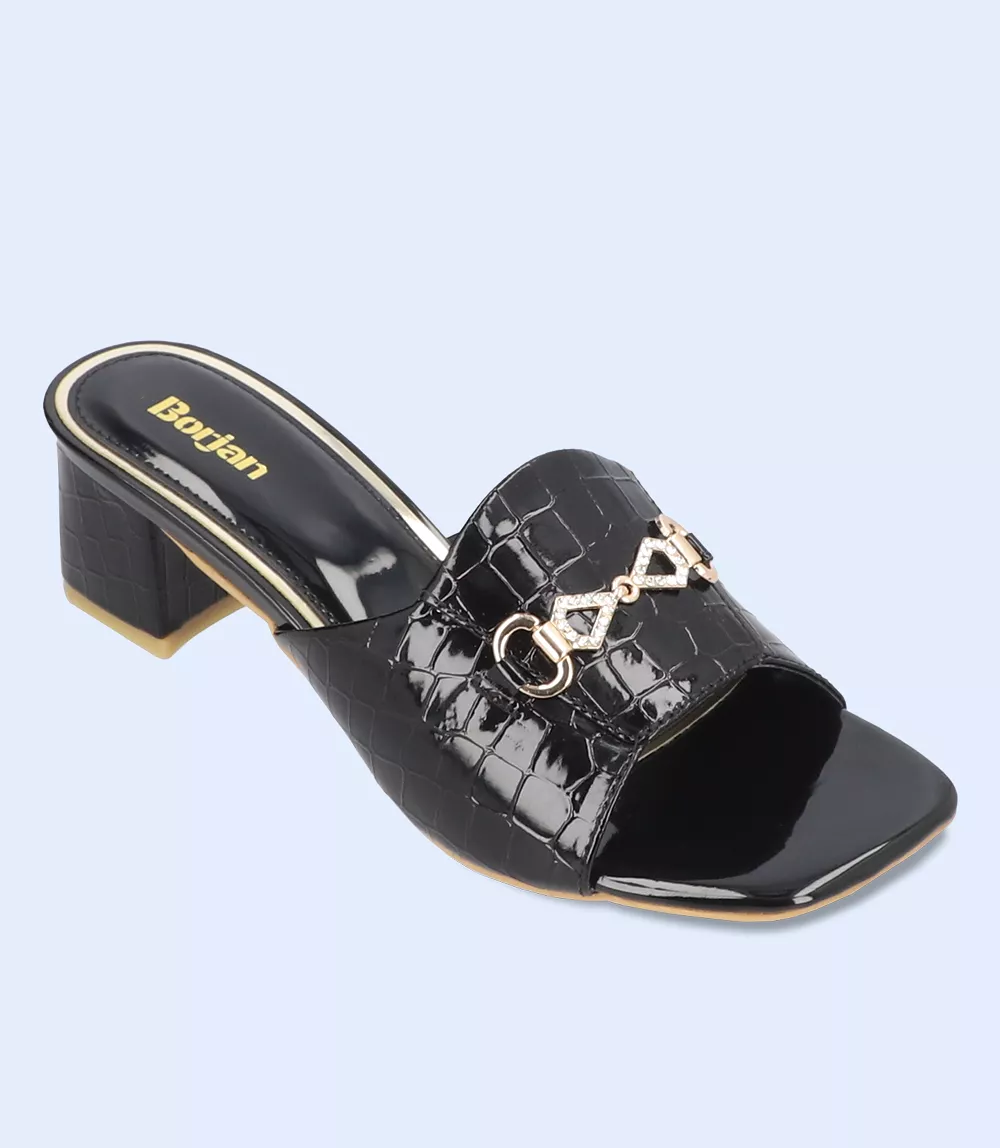 Black Slipper Heel for Women BW9367