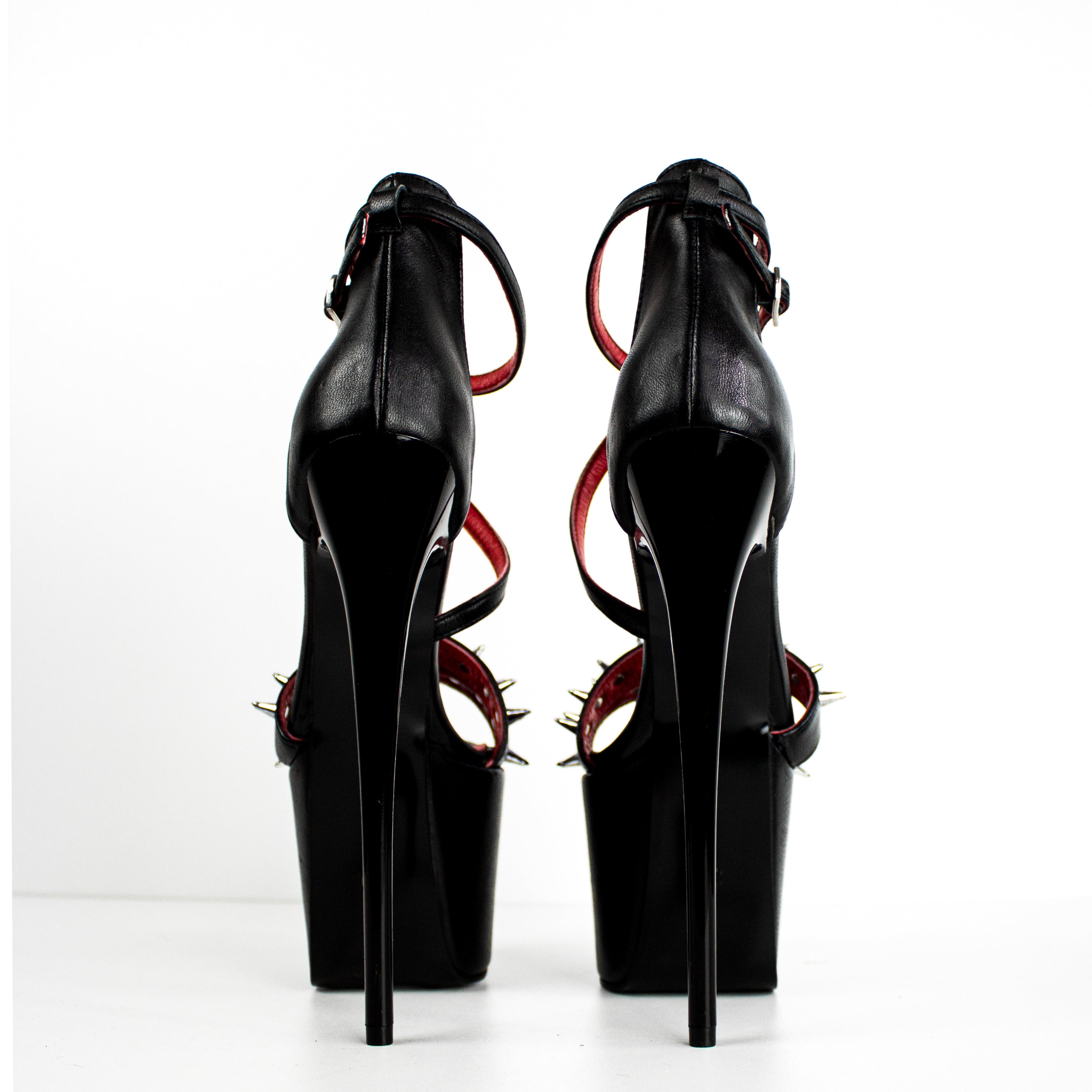 Black Stiletto Sandals with Intricate Straps