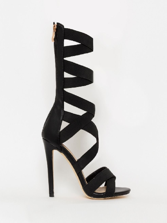 Black Strappy High Heel Sandals