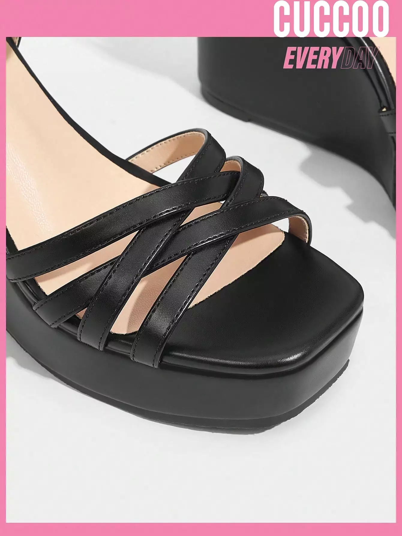 Black Strappy Wedge Sandals - Women's Spring and Summer Fashion Shoes