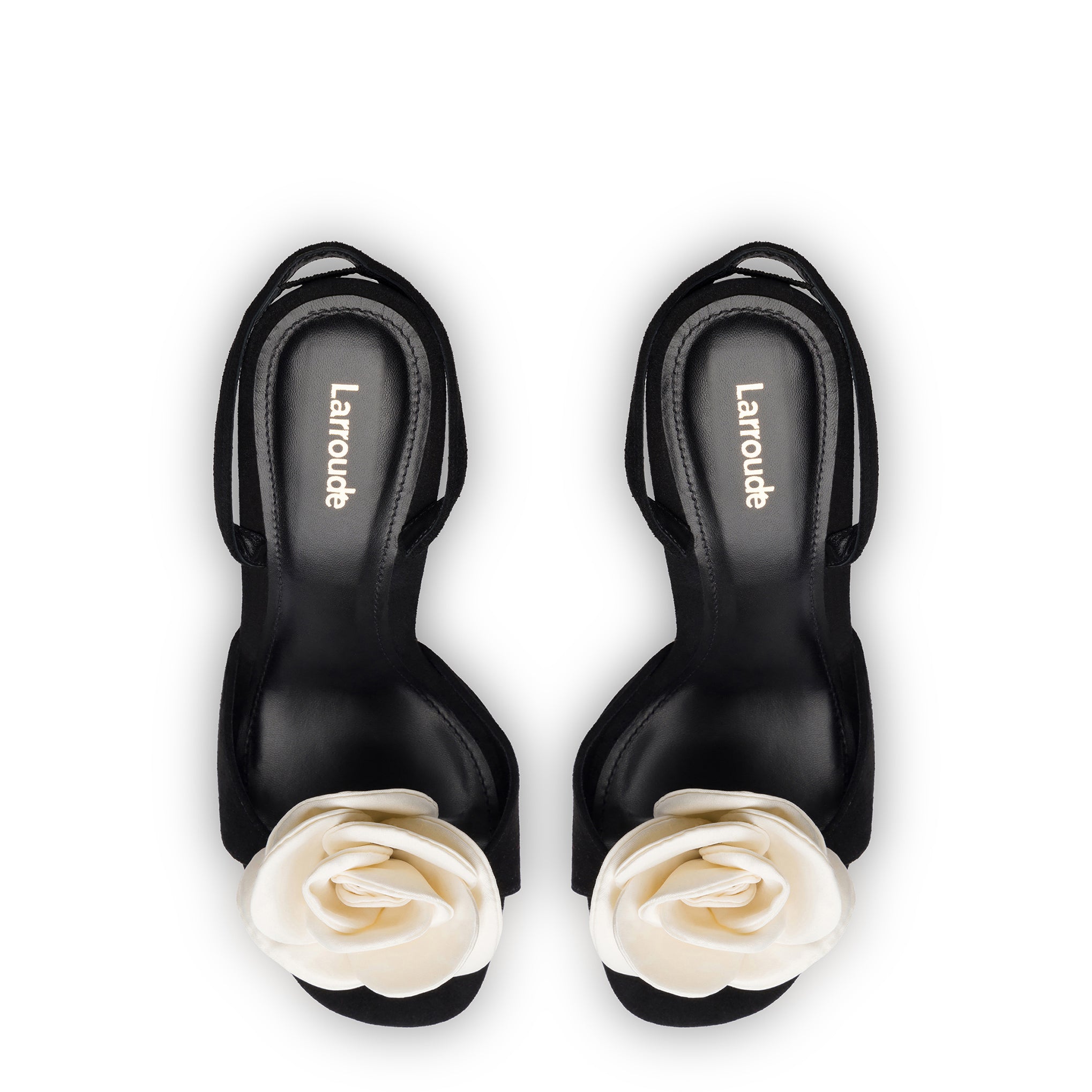 Black Suede and Ivory Satin Salma Sandal