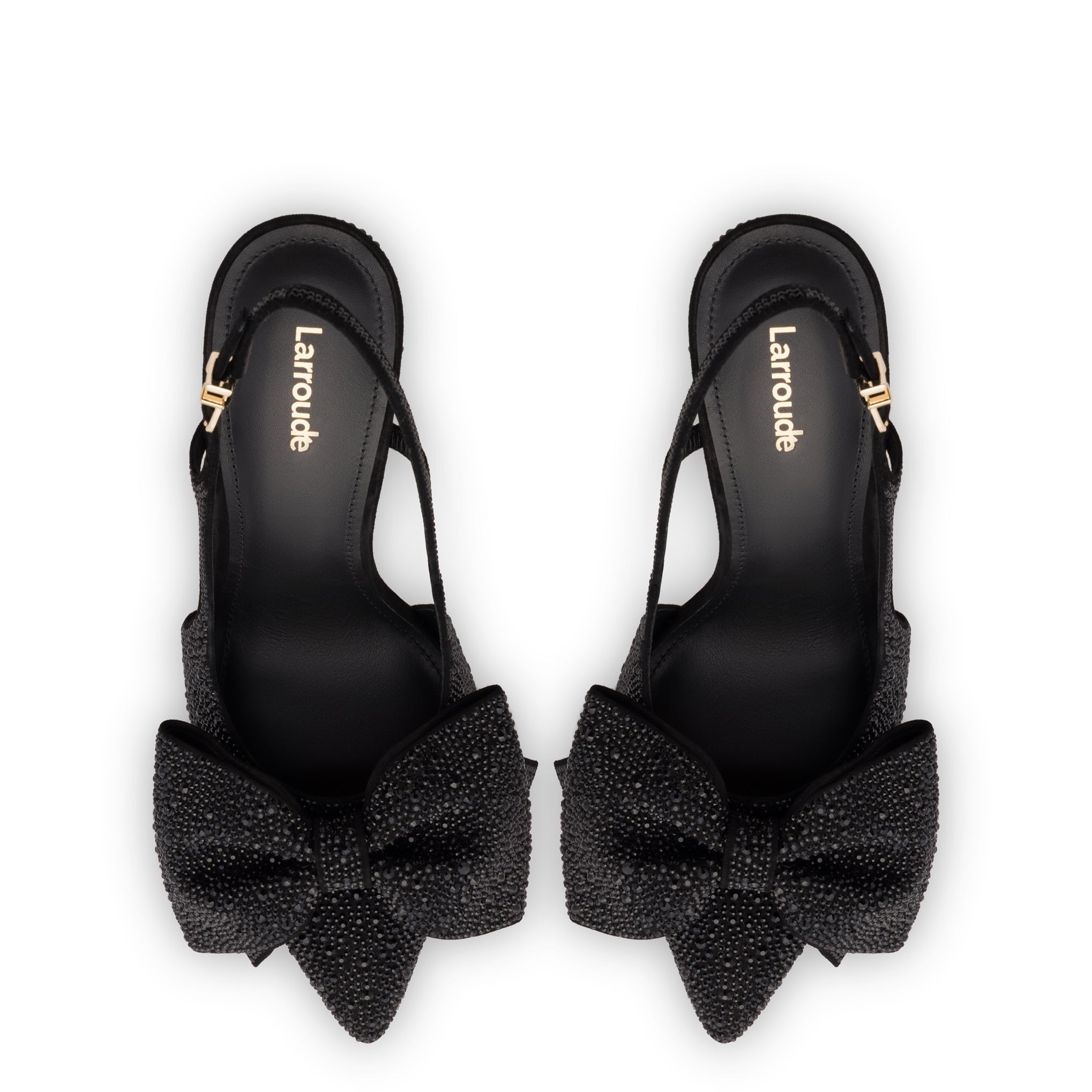 black suede crystal pump