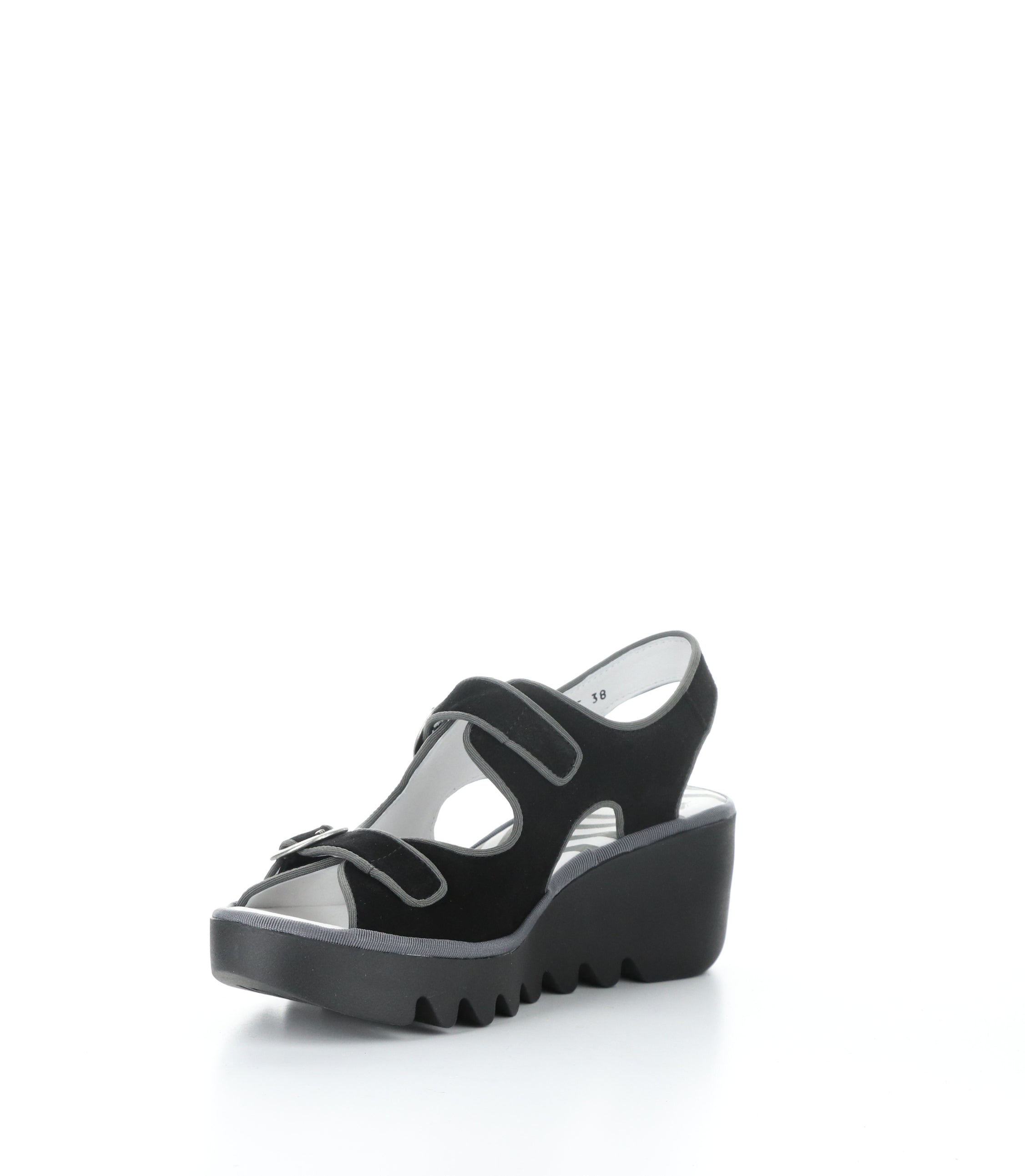 Black Suede Wedge Sandals by BARA355FLY.