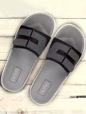 Black/Grey Men's Casual Slip-On Multistrap Slider Flip-Flops