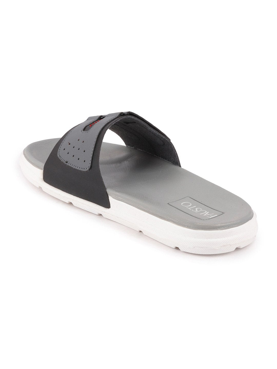 Black/Grey Men's Casual Slip-On Multistrap Slider Flip-Flops