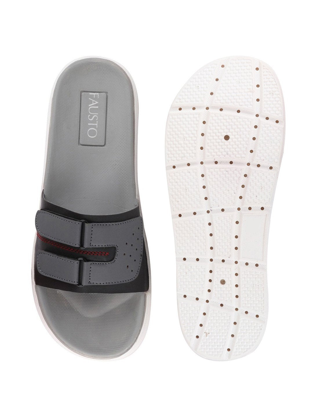 Black/Grey Men's Casual Slip-On Multistrap Slider Flip-Flops