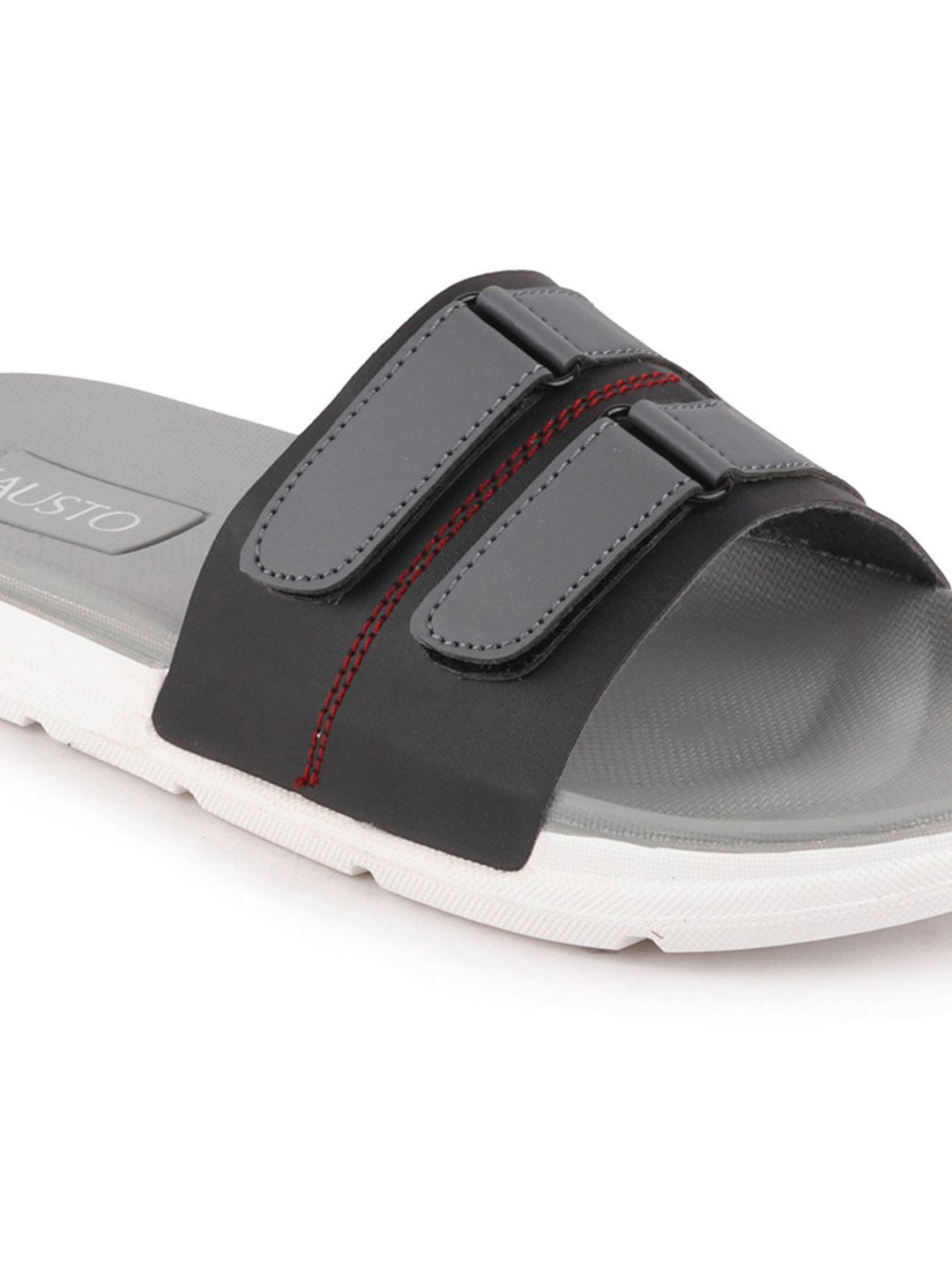 Black/Grey Men's Casual Slip-On Multistrap Slider Flip-Flops