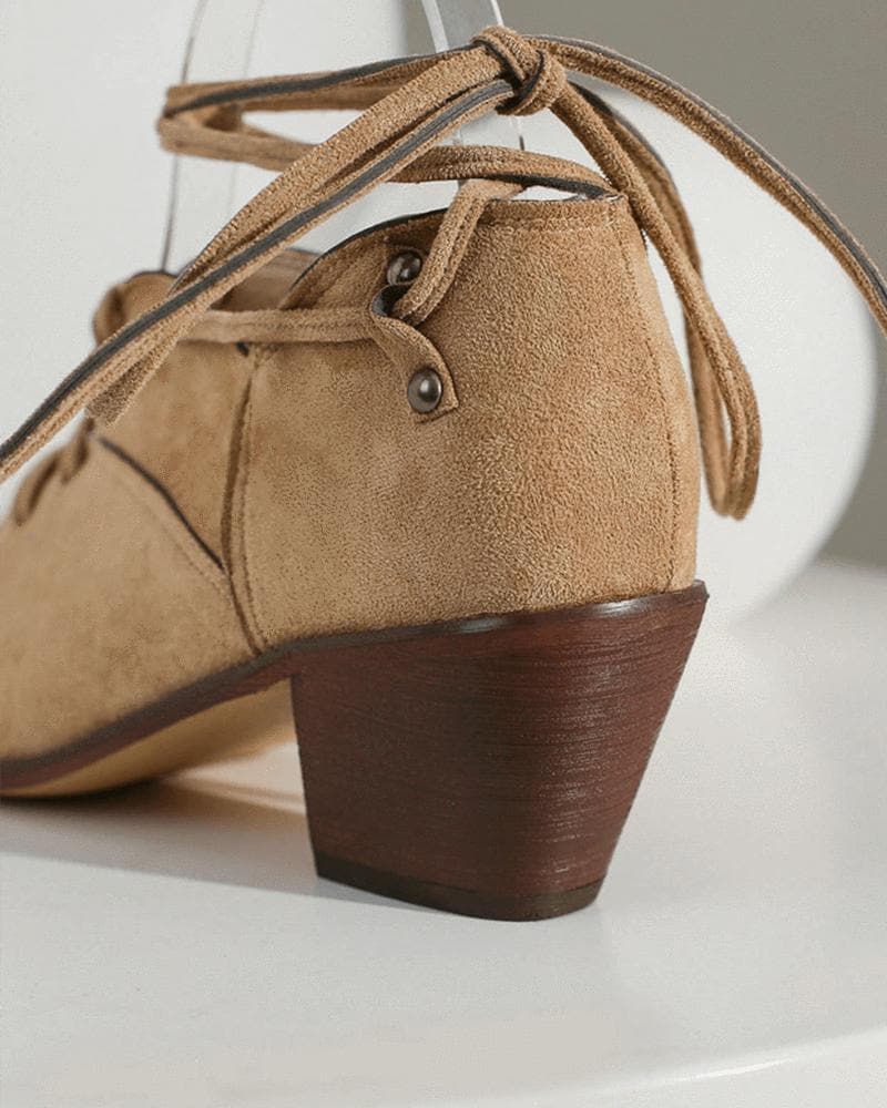 Block Heel Sandal with Laces