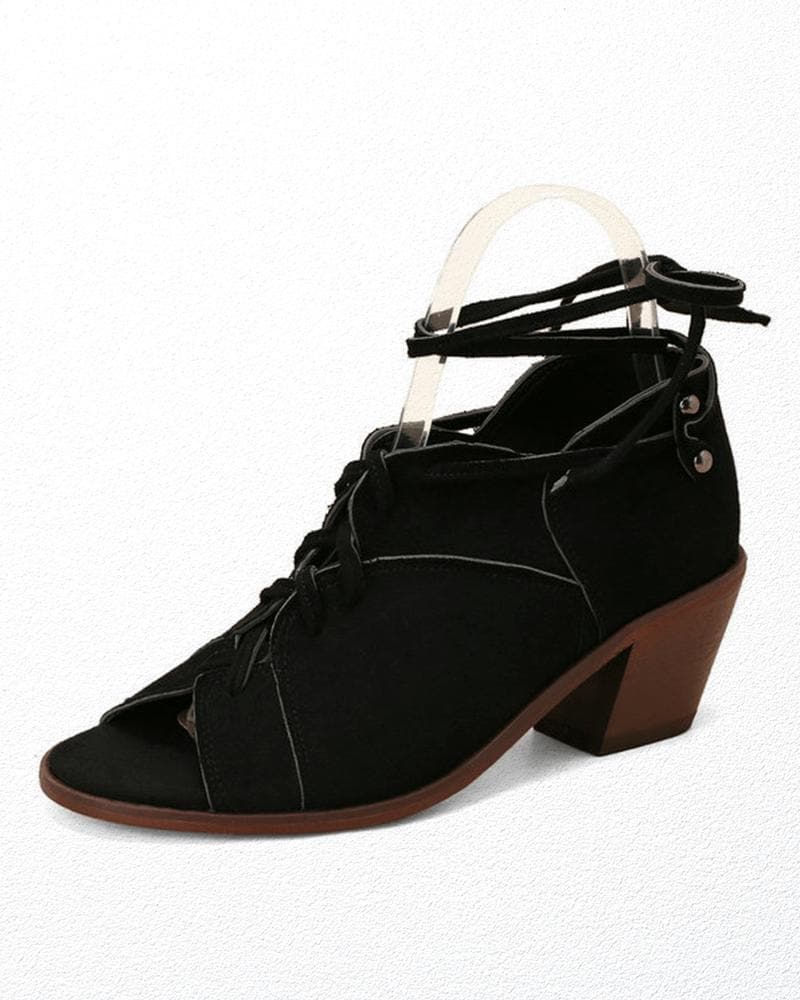 Block Heel Sandal with Laces