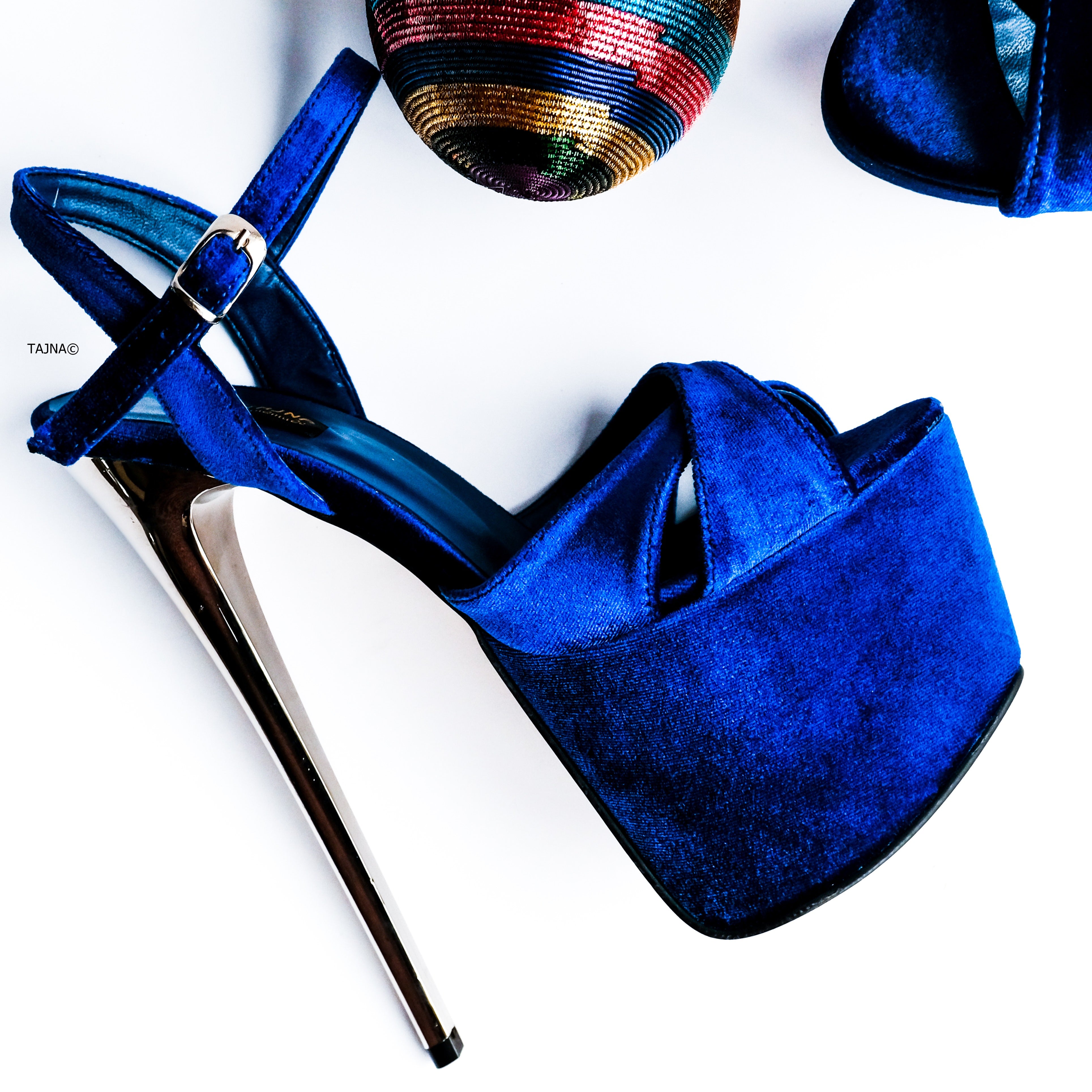 Blue Velvet High Heel Sandals