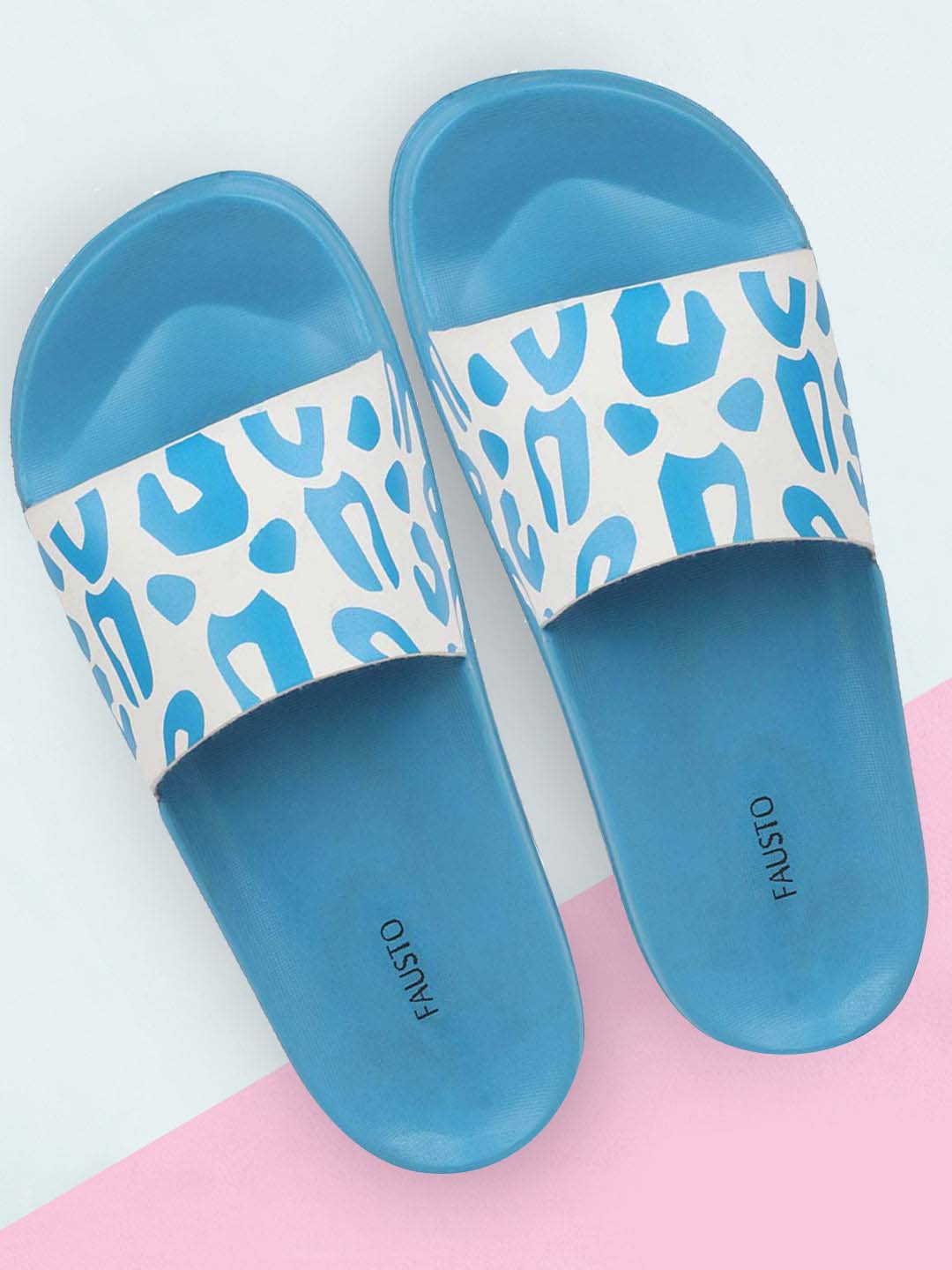 Blue/White Slider Flip Flops for Women