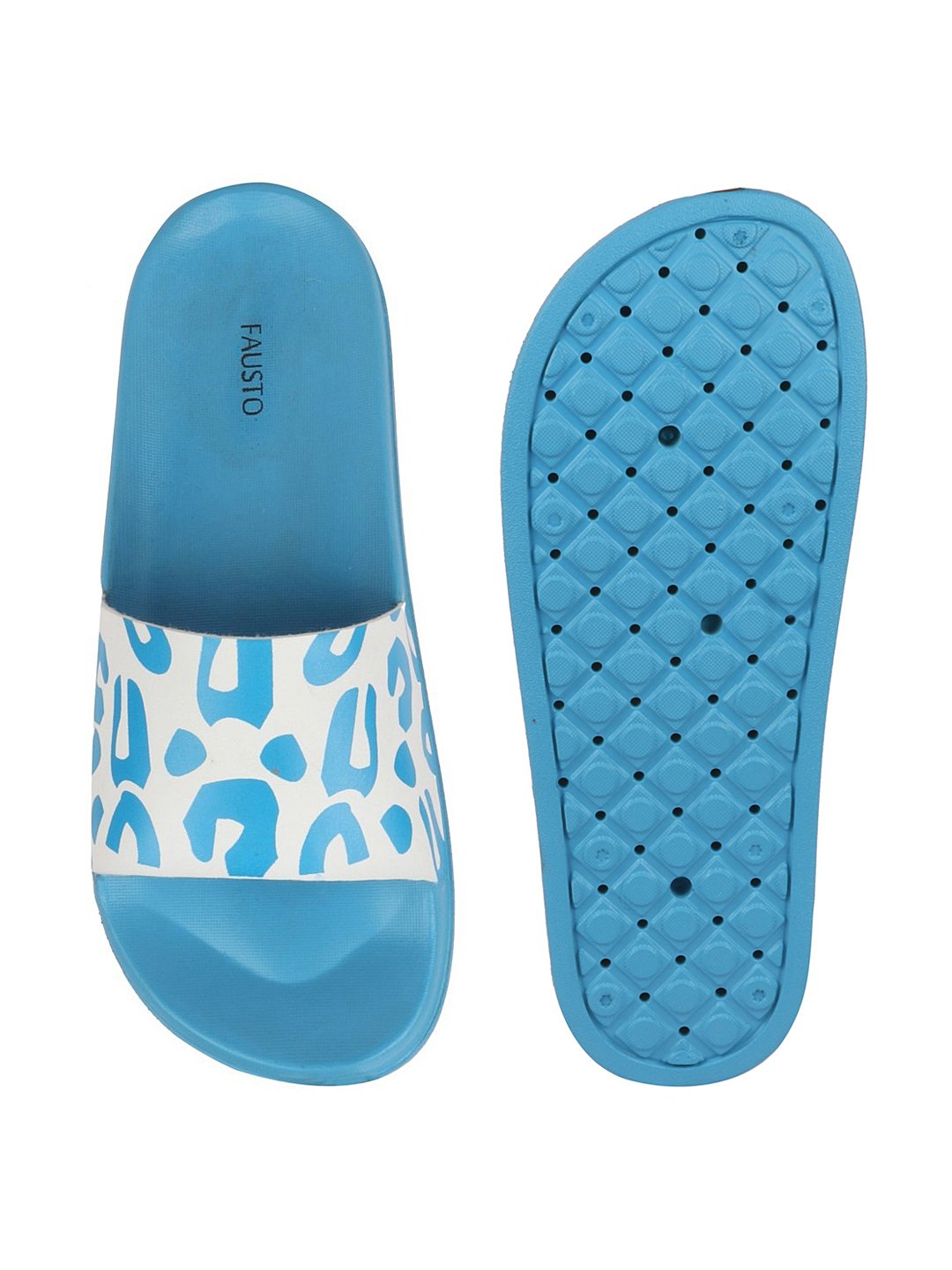 Blue/White Slider Flip Flops for Women