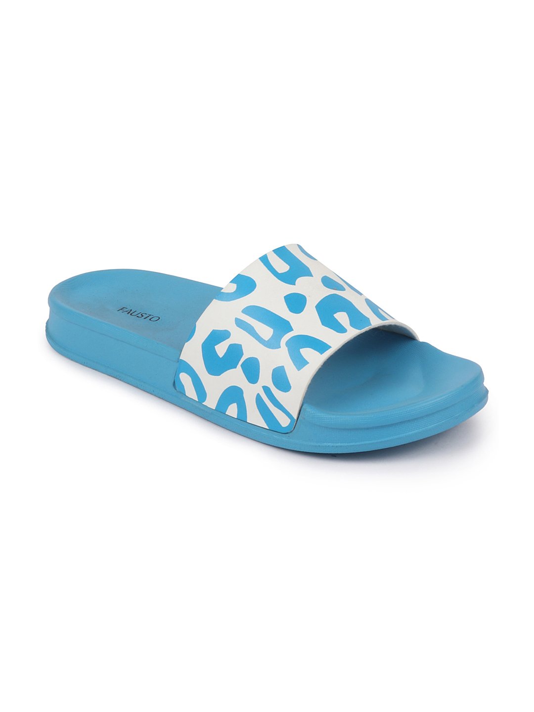 Blue/White Slider Flip Flops for Women