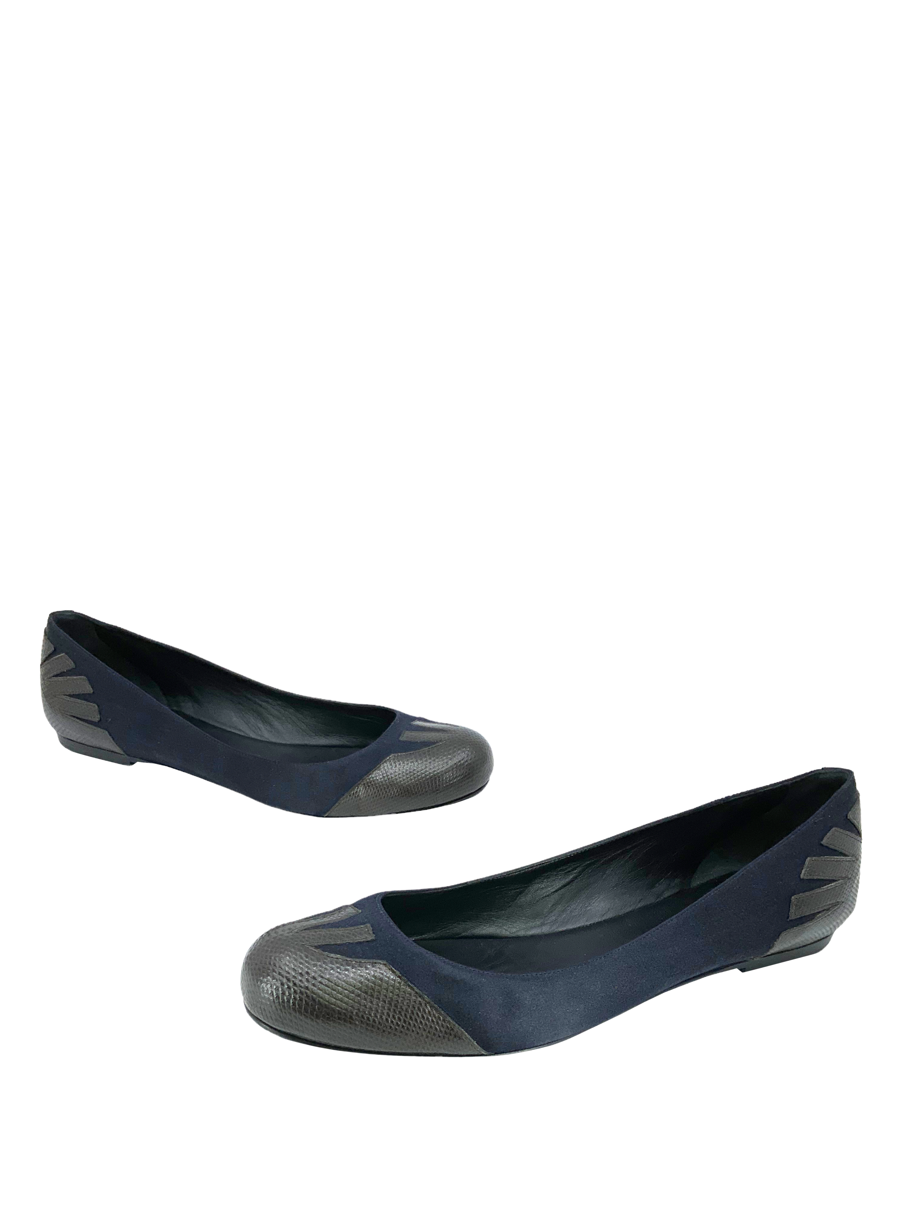 Bottega Veneta Satin Lizard Ballet Flats Size 9.5