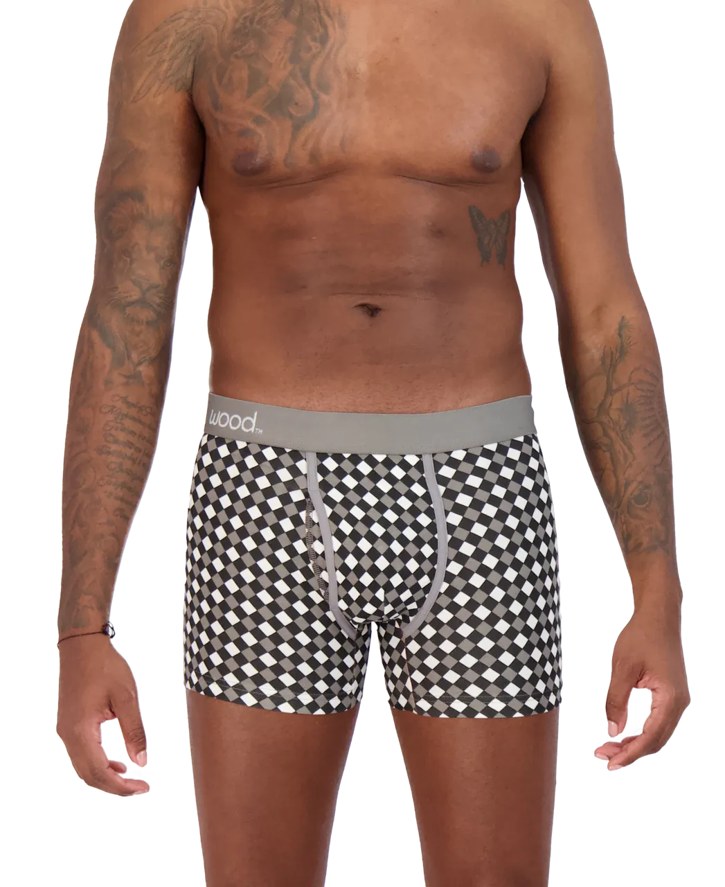 Black & White Dimension Boxer Brief with Fly by Wood Underwear