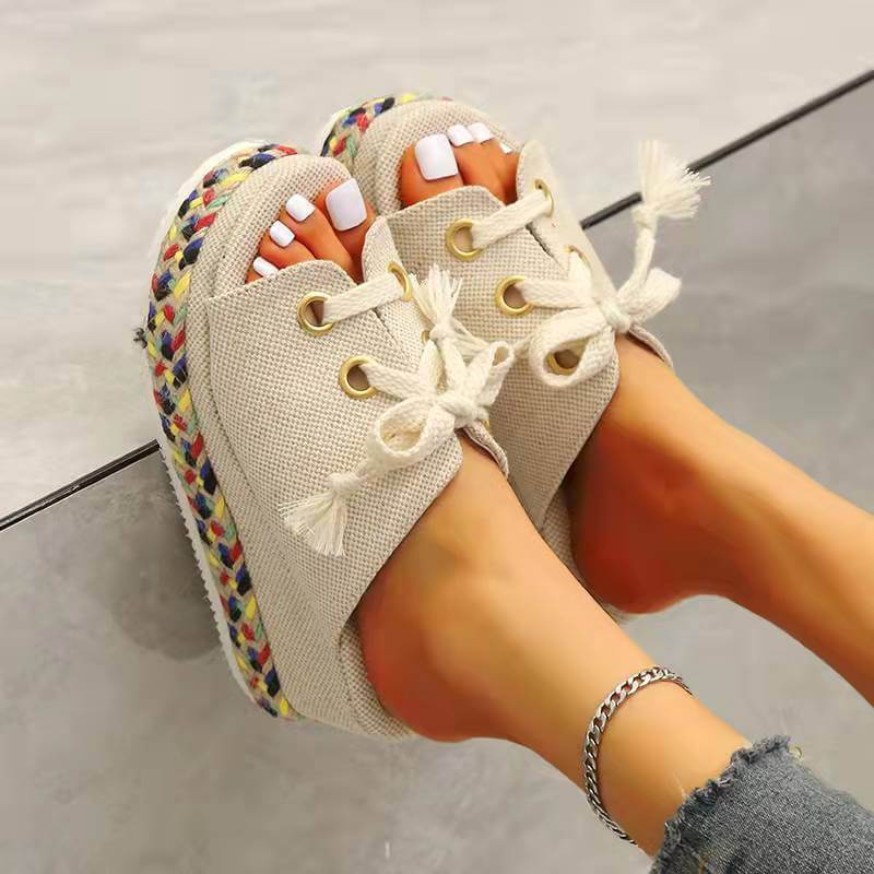 Braided wedge sandals