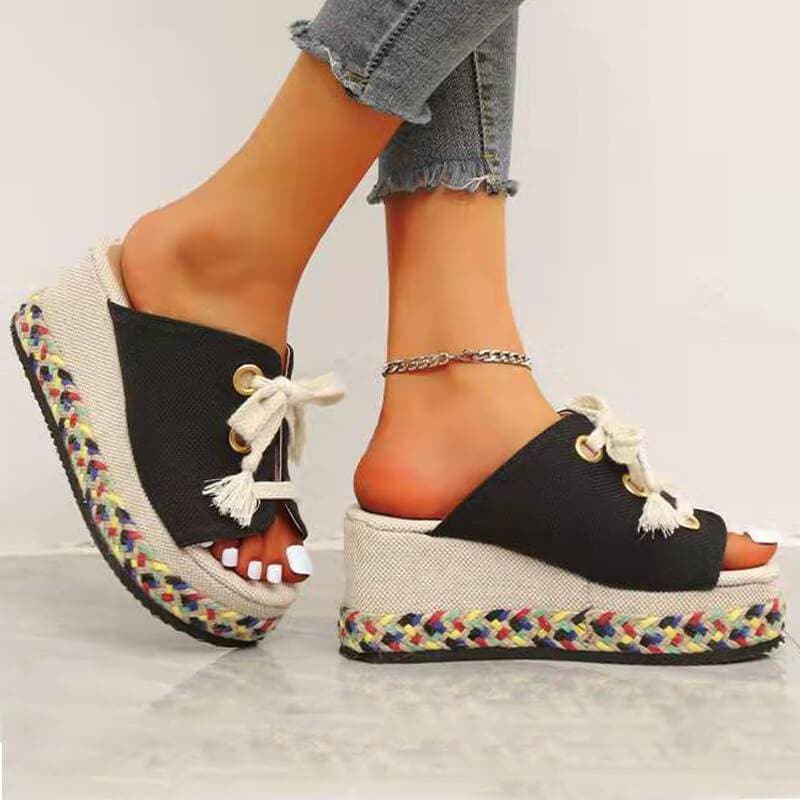 Braided wedge sandals