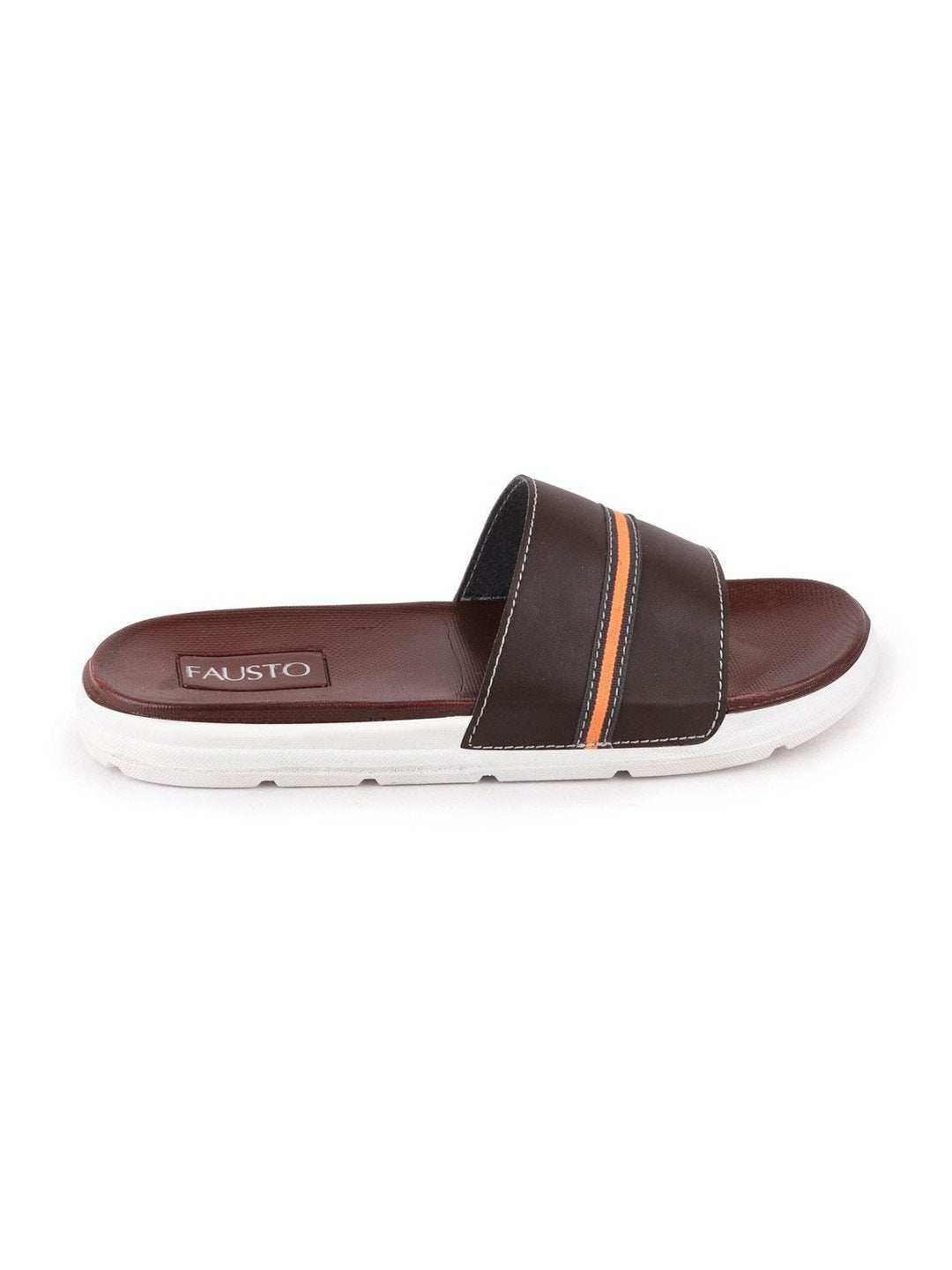 Brown Men's Casual Slip-On Color Block Slider Flip-Flops