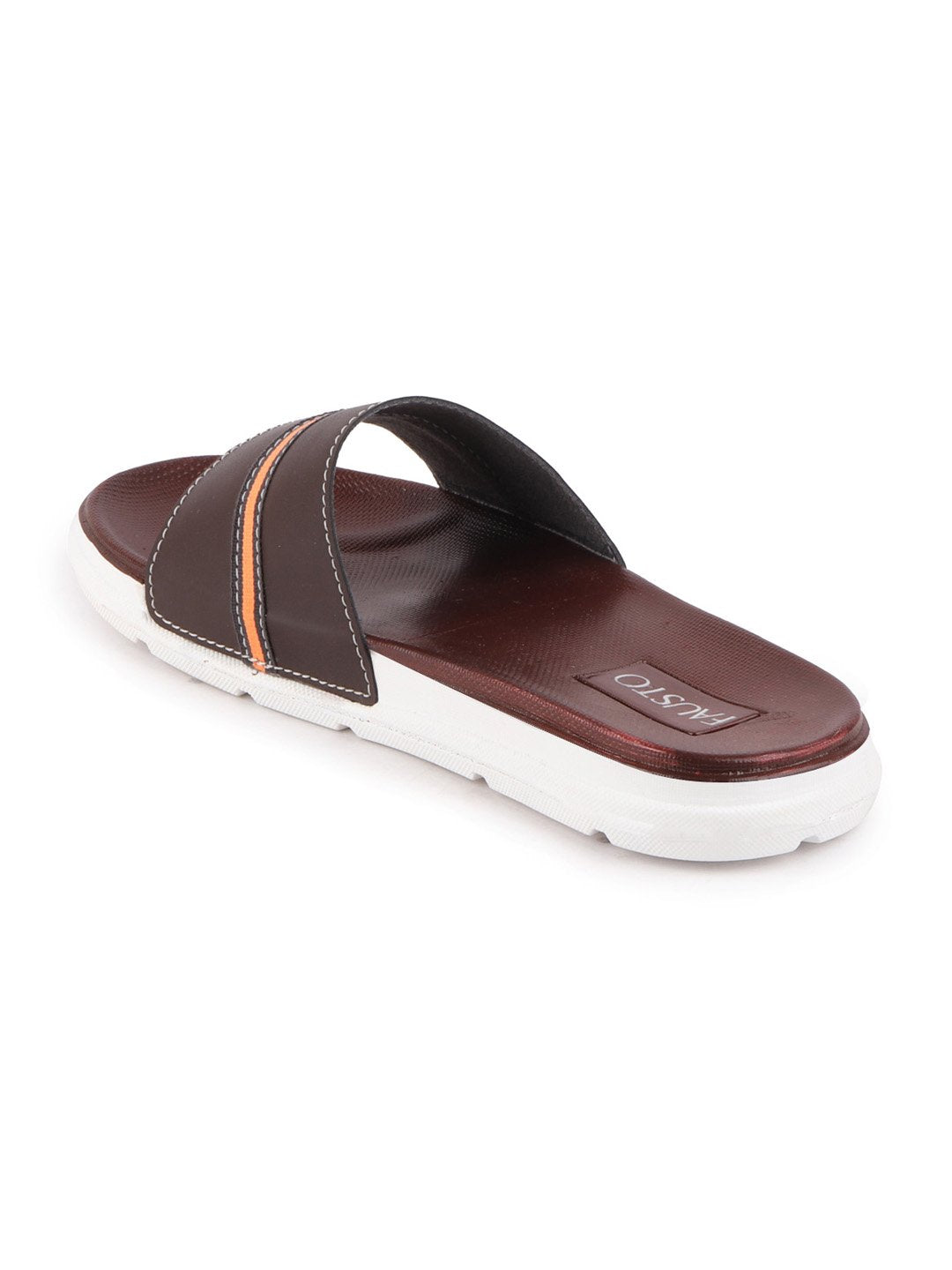 Brown Men's Casual Slip-On Color Block Slider Flip-Flops