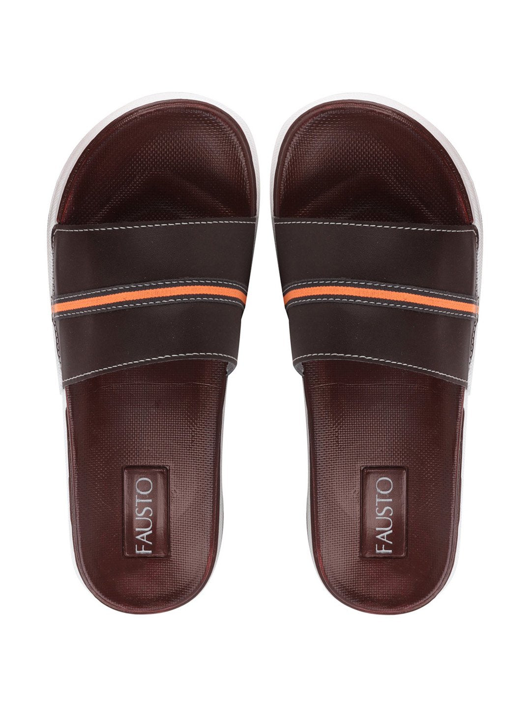 Brown Men's Casual Slip-On Color Block Slider Flip-Flops