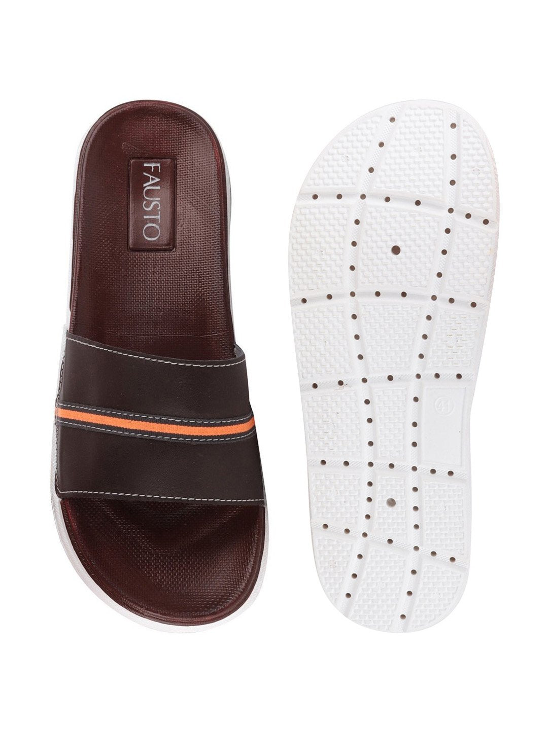 Brown Men's Casual Slip-On Color Block Slider Flip-Flops