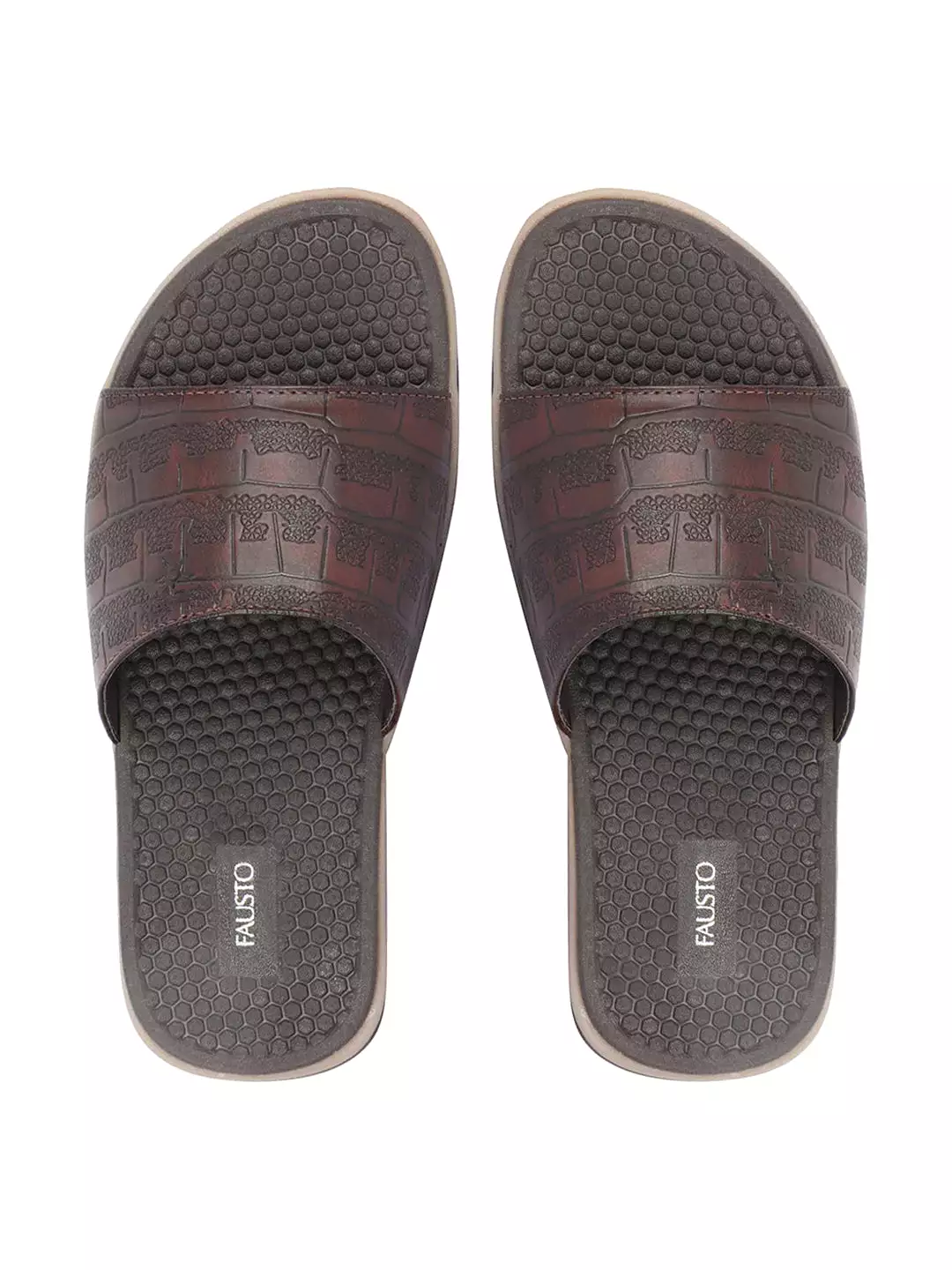 Brown Open Toe Lightweight Slip-On Slippers Flip-Flops for Men